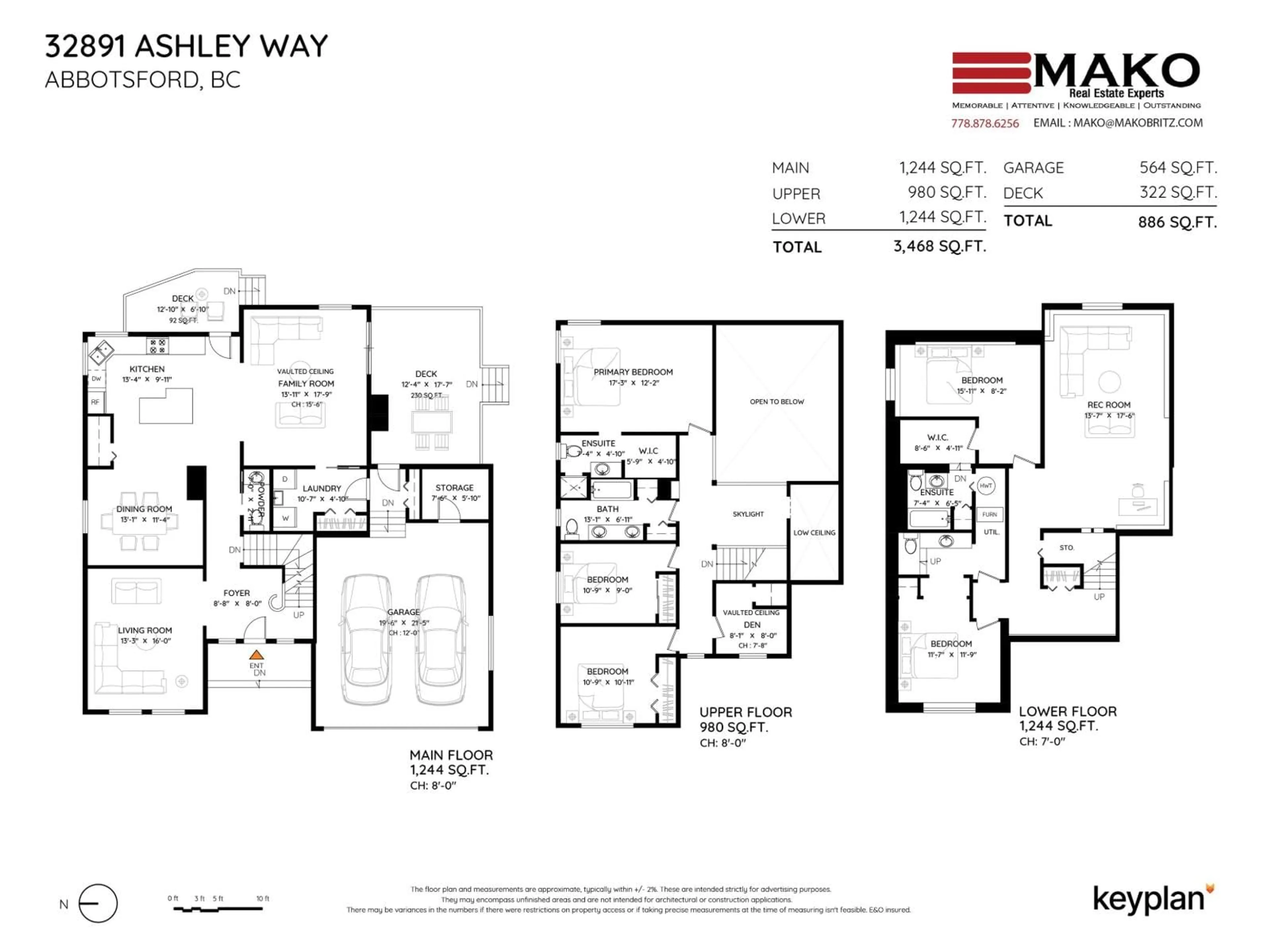 Floor plan for 32891 ASHLEY, Abbotsford British Columbia V2S5W3