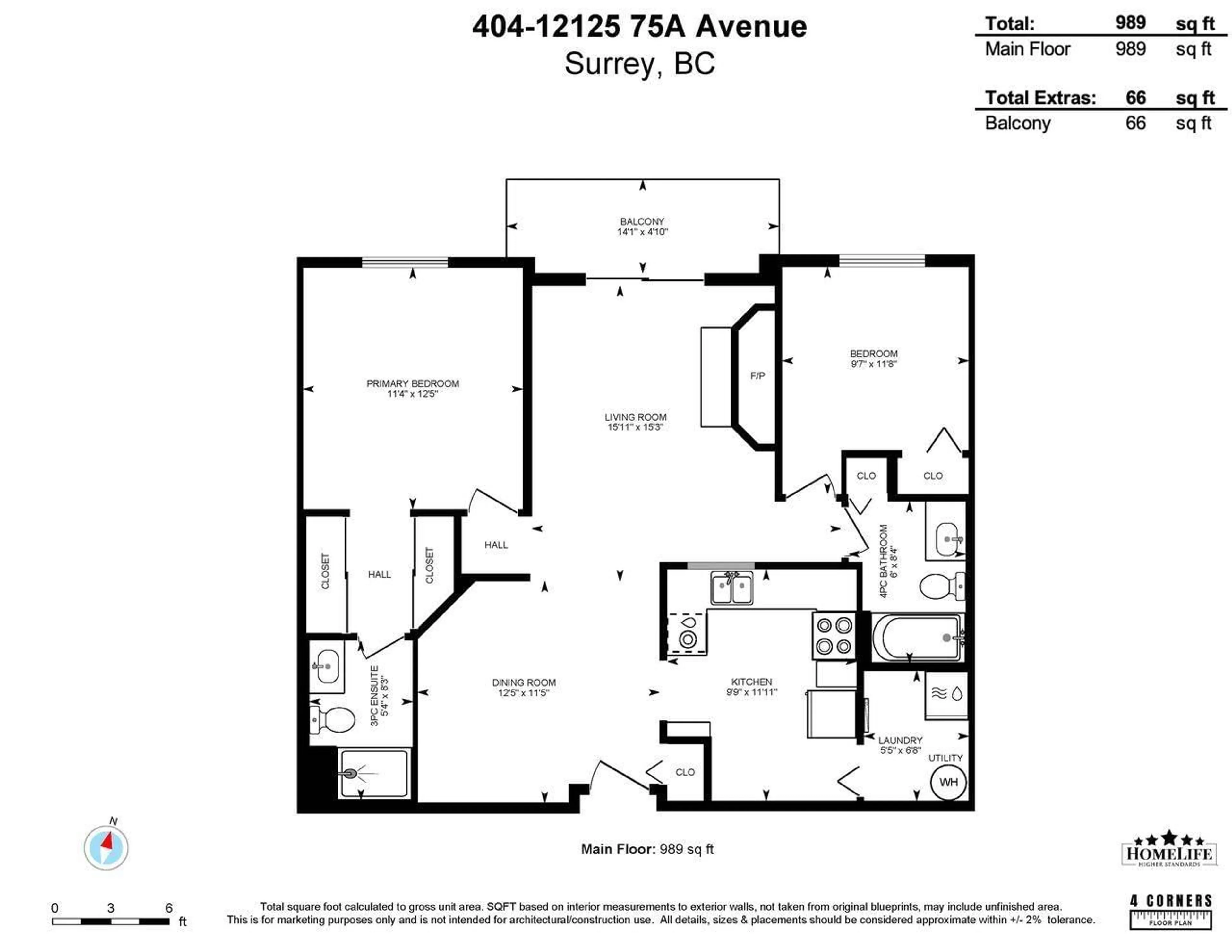 Floor plan for 404 - 12125 75A, Surrey British Columbia V3W1B9