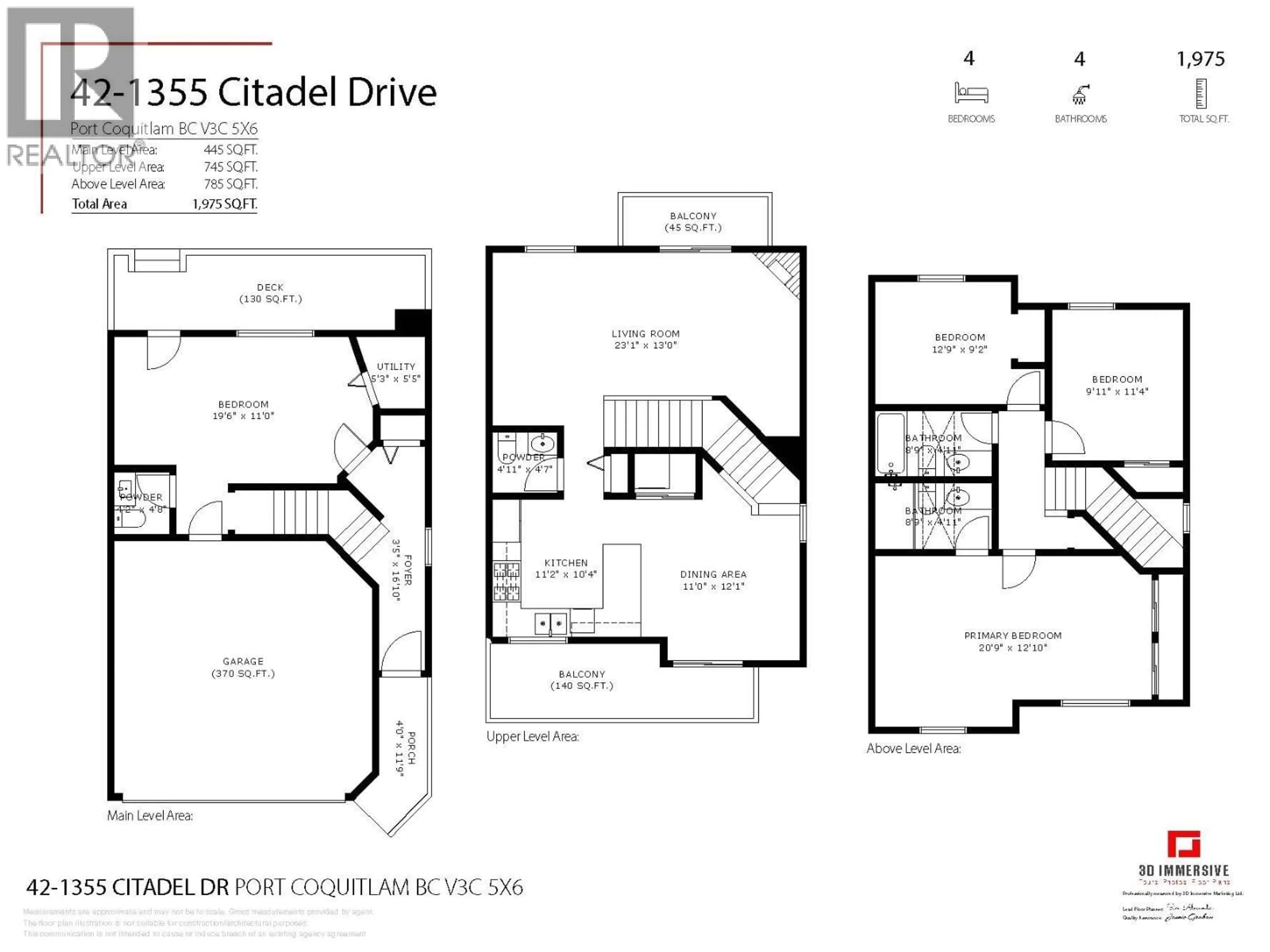 Floor plan for 42 - 1355 CITADEL DRIVE, Port Coquitlam British Columbia V3C5X6
