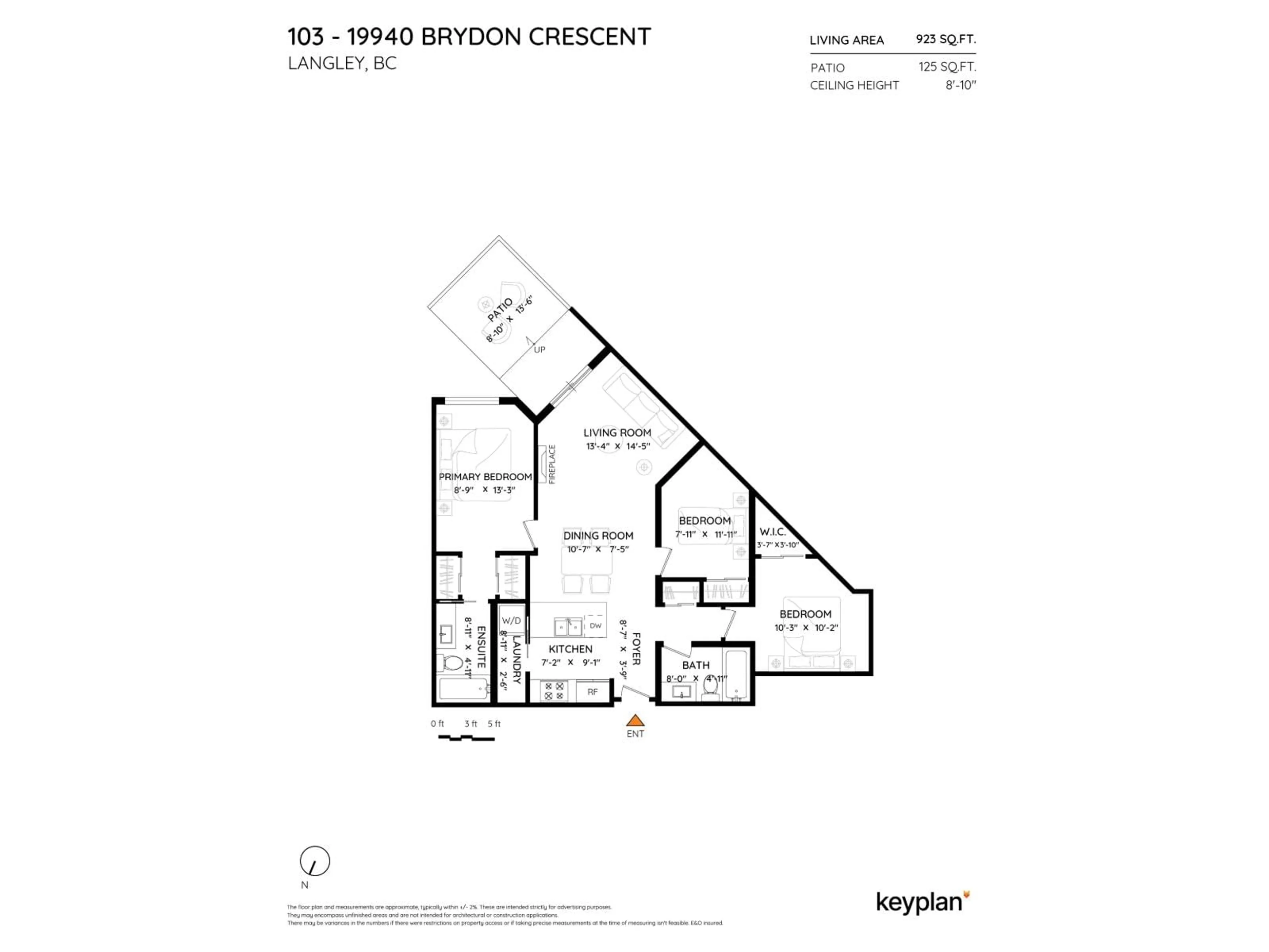 Floor plan for 103 - 19940 BRYDON, Langley British Columbia V3A0K8