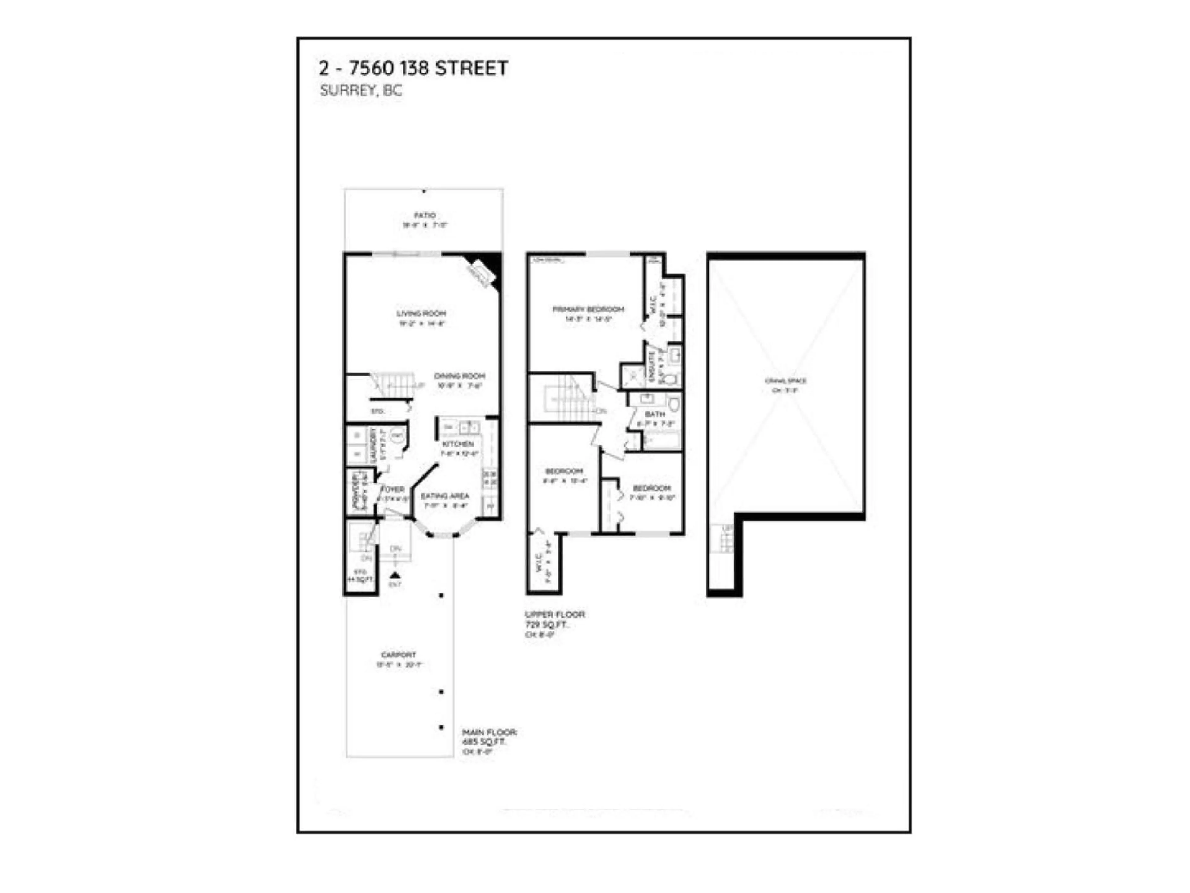 Floor plan for 2 - 7560 138, Surrey British Columbia V3W0A9