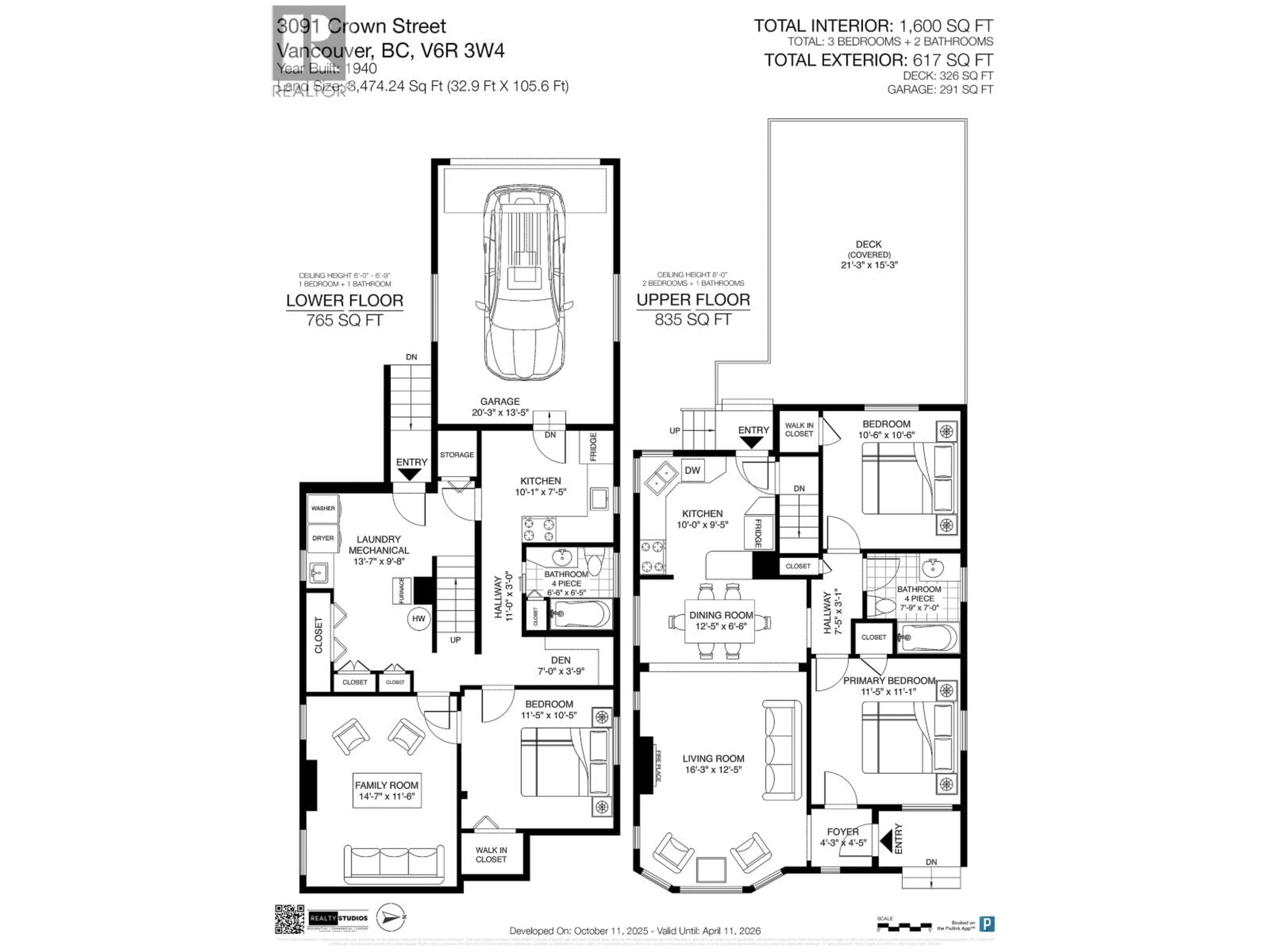 Floor plan for 3091 CROWN STREET, Vancouver British Columbia V6R3W4