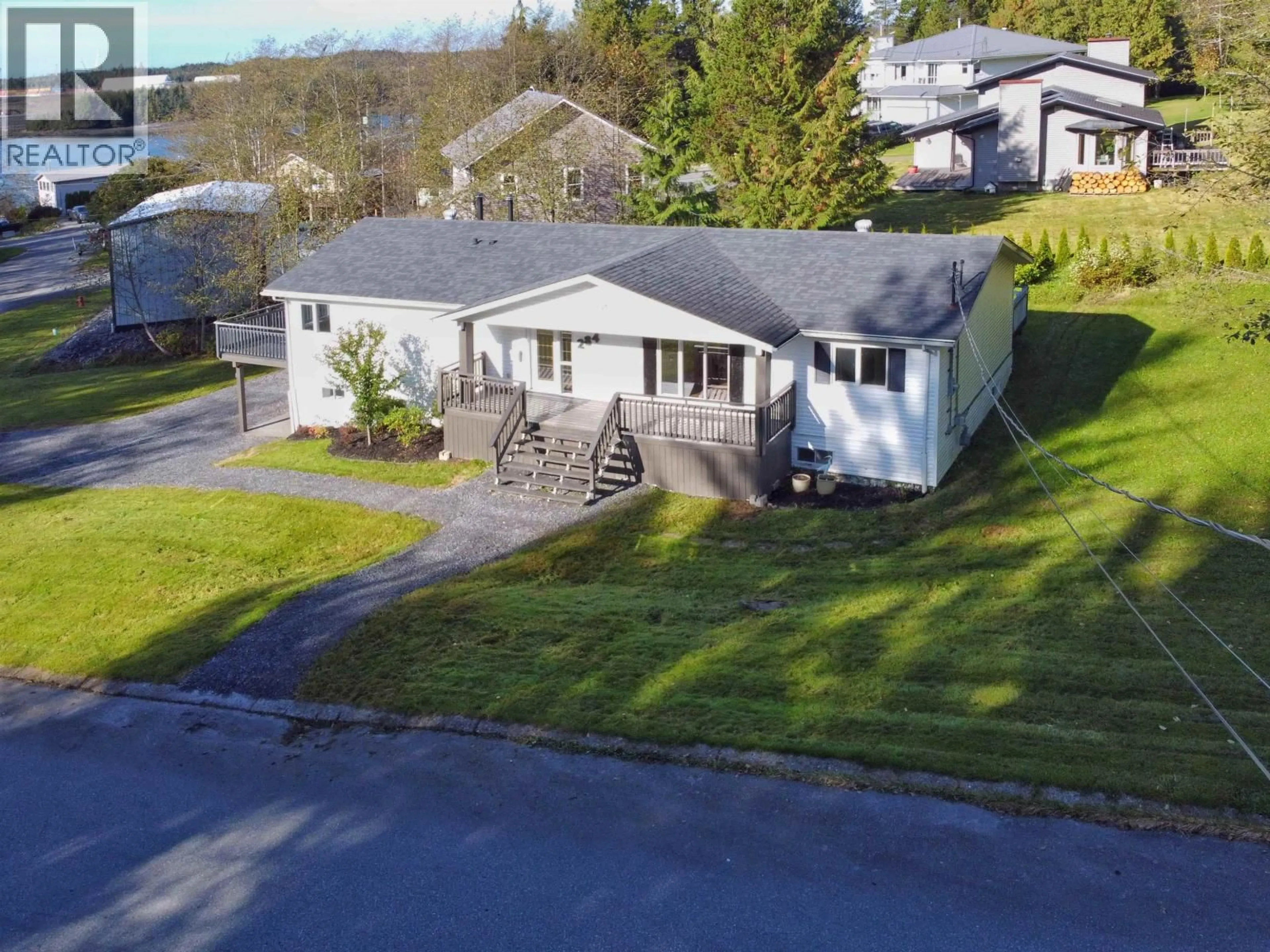 A pic from outside/outdoor area/front of a property/back of a property/a pic from drone, street for 284 HILLCREST AVENUE, Port Edward British Columbia V0V1G0
