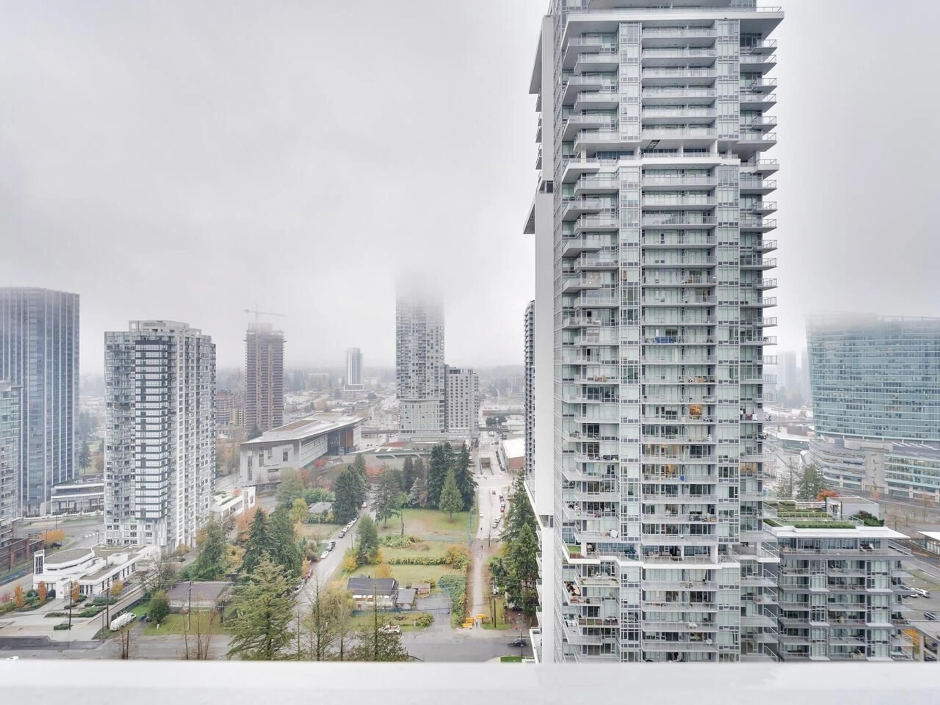 Balcony in the apartment, city buildings view from balcony for 2311 - 13308 CENTRAL, Surrey British Columbia V3T0M4