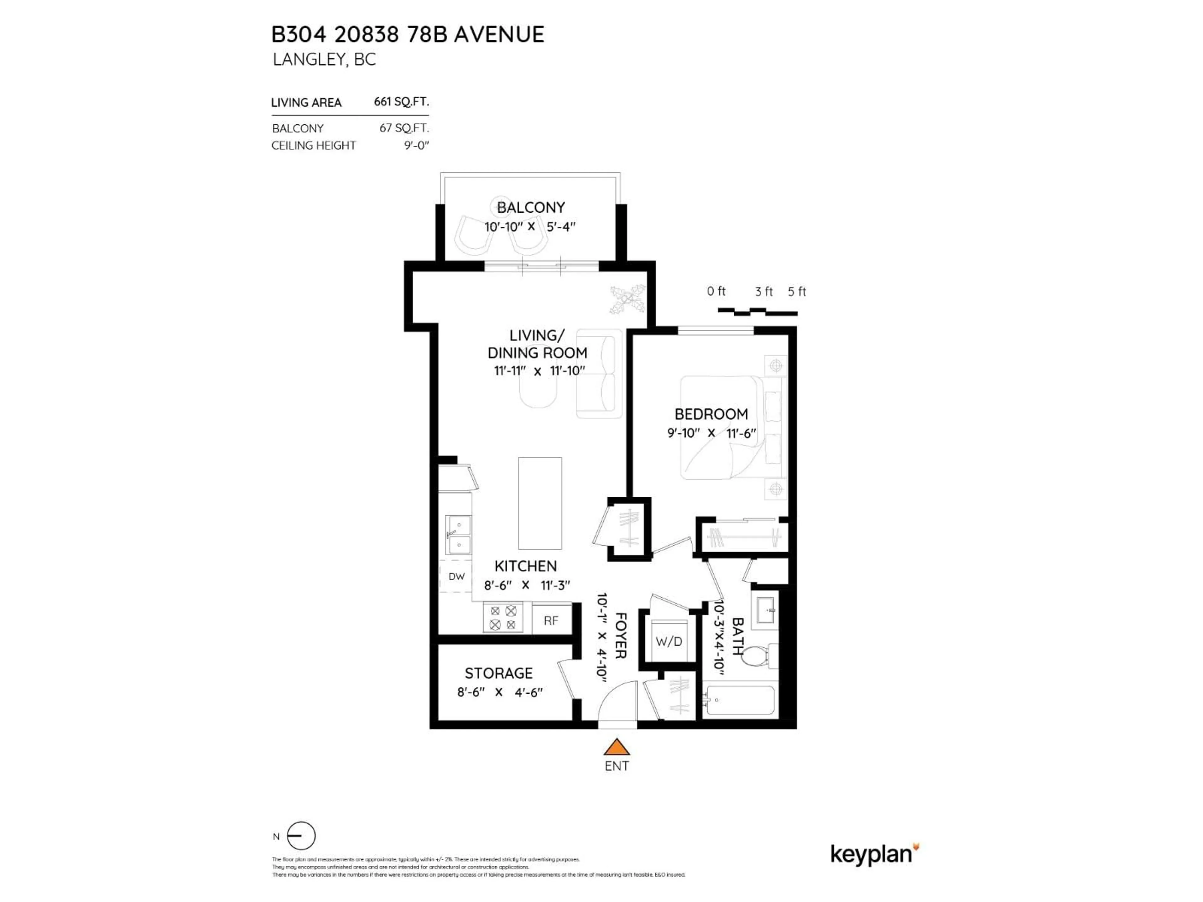 Floor plan for B304 - 20838 78B, Langley British Columbia V2Y3M2