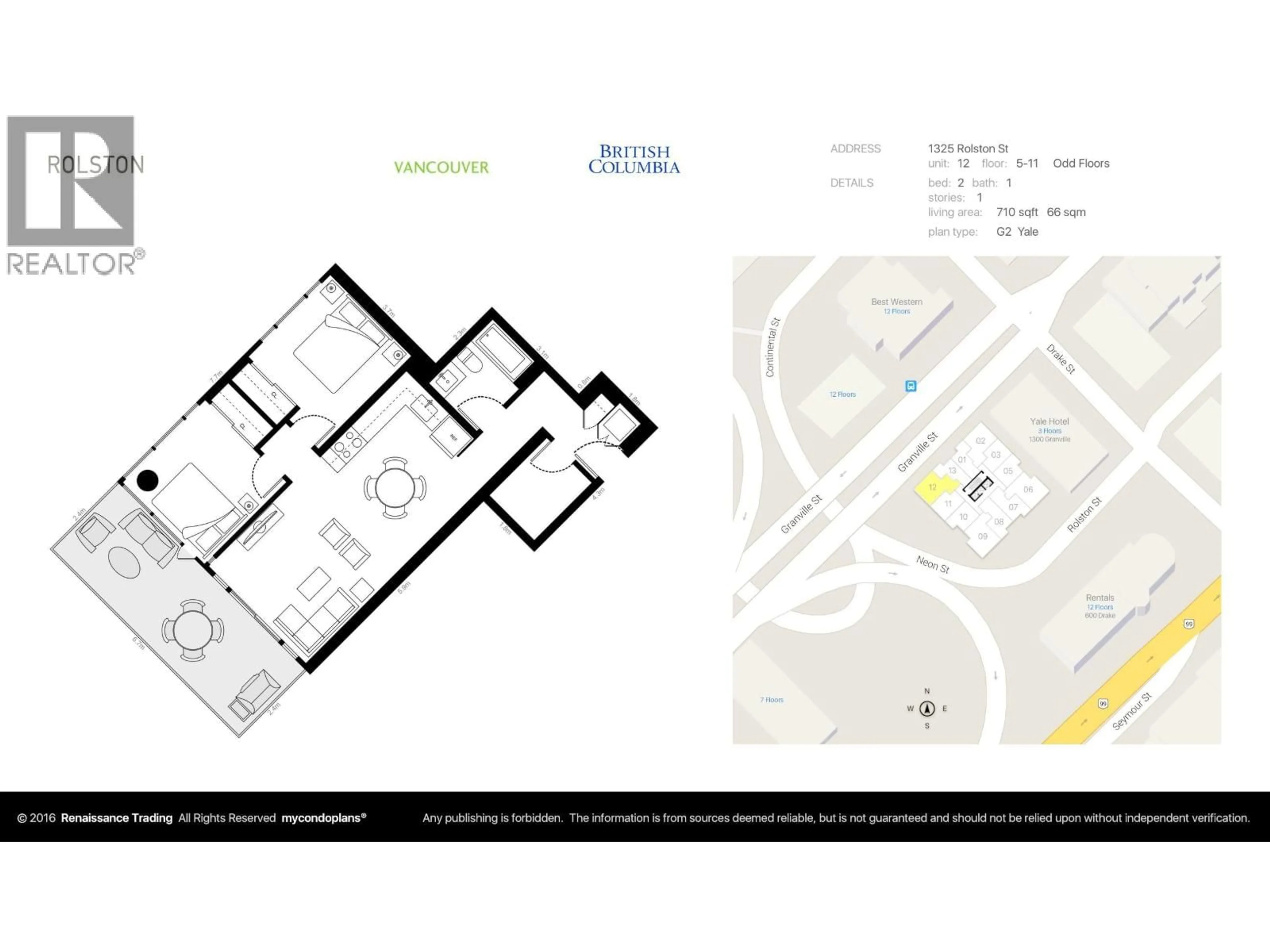 Floor plan for 512 - 1325 ROLSTON STREET, Vancouver British Columbia V6B0M2