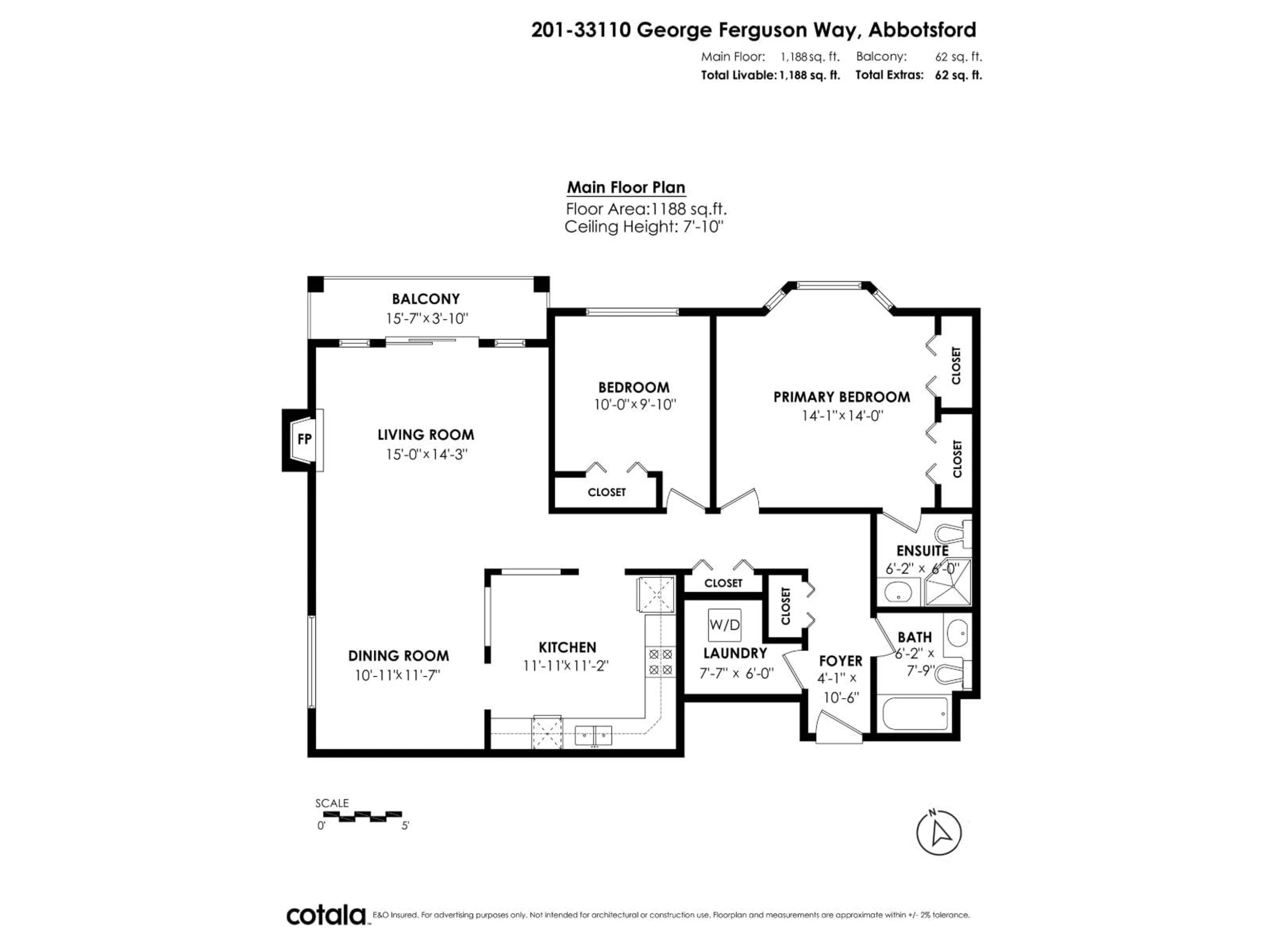 Floor plan for 201 - 33110 GEORGE FERGUSON, Abbotsford British Columbia V2S2L5