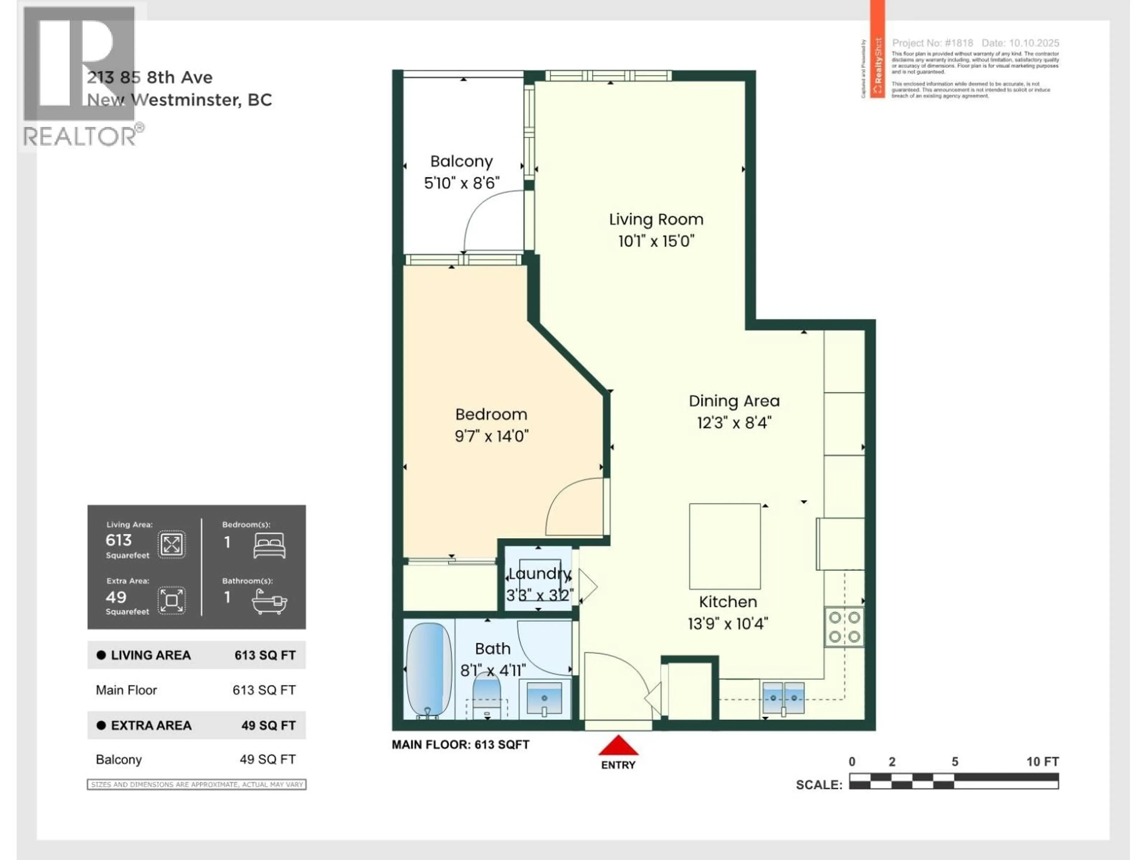 Floor plan for 213 - 85 EIGHTH AVENUE, New Westminster British Columbia V3L0E9