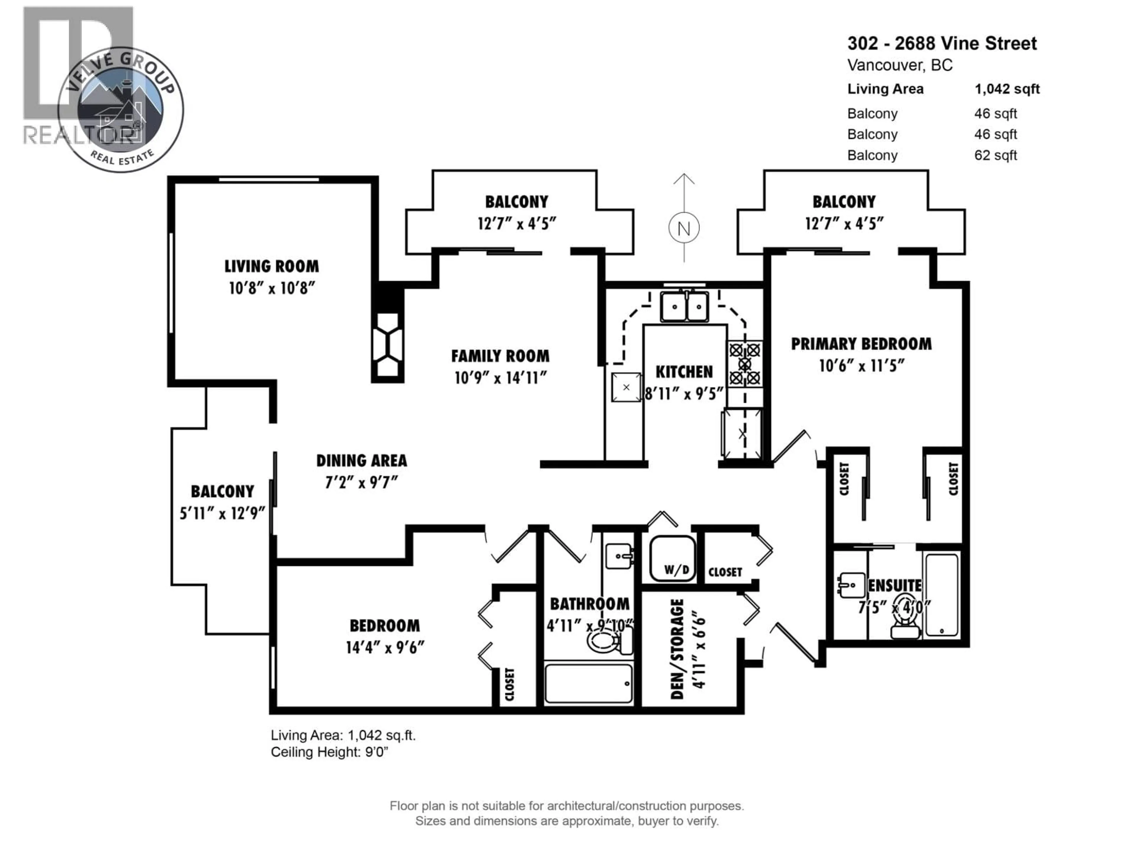 Floor plan for 302 - 2688 VINE STREET, Vancouver British Columbia V6K4T6