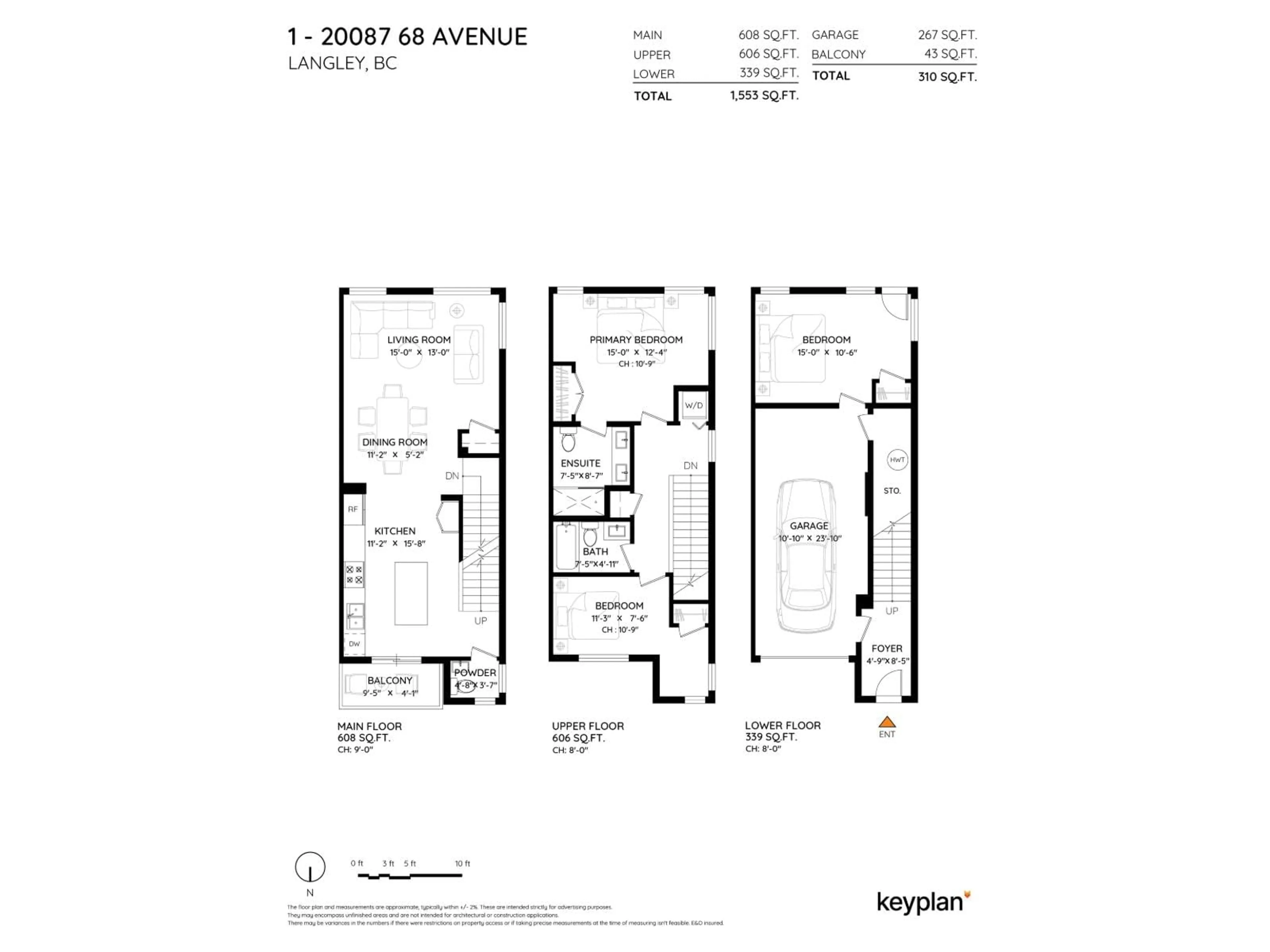 Floor plan for 1 - 20087 68, Langley British Columbia V2Y0Y4