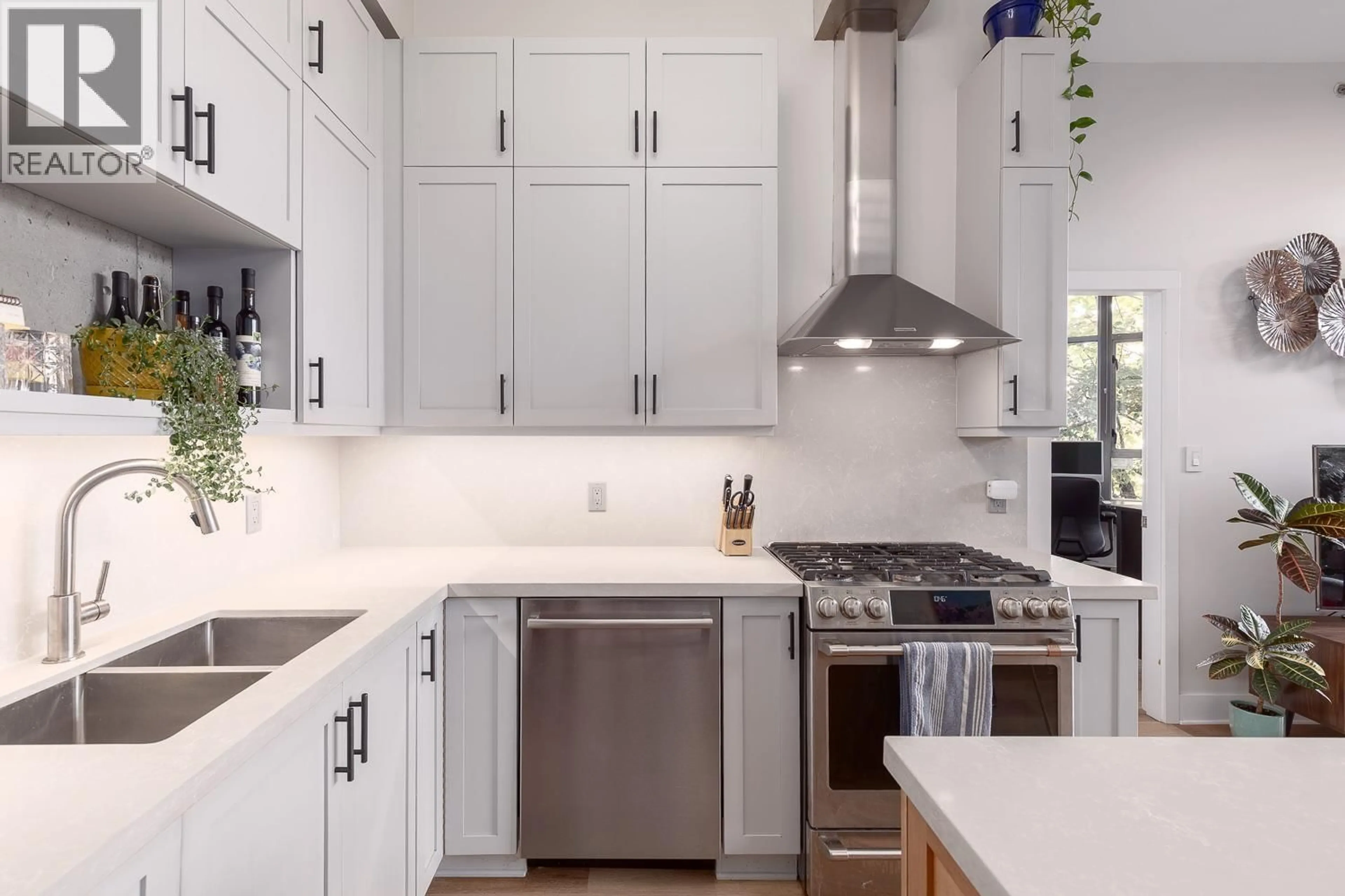 Contemporary kitchen, ceramic/tile floor for 208 - 2635 PRINCE EDWARD STREET, Vancouver British Columbia V5T4V7