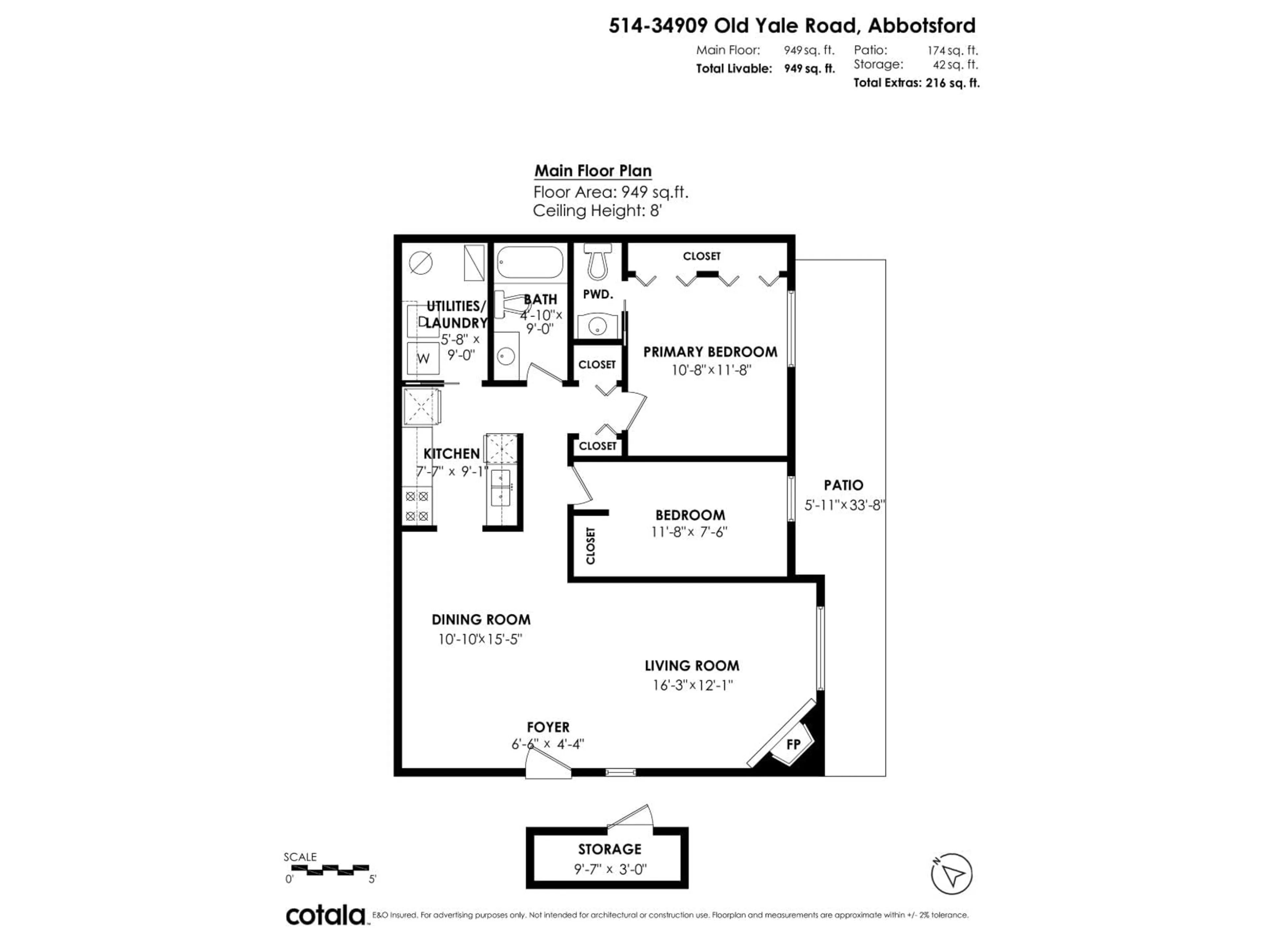 Floor plan for 514 - 34909 OLD YALE, Abbotsford British Columbia V3G2E7