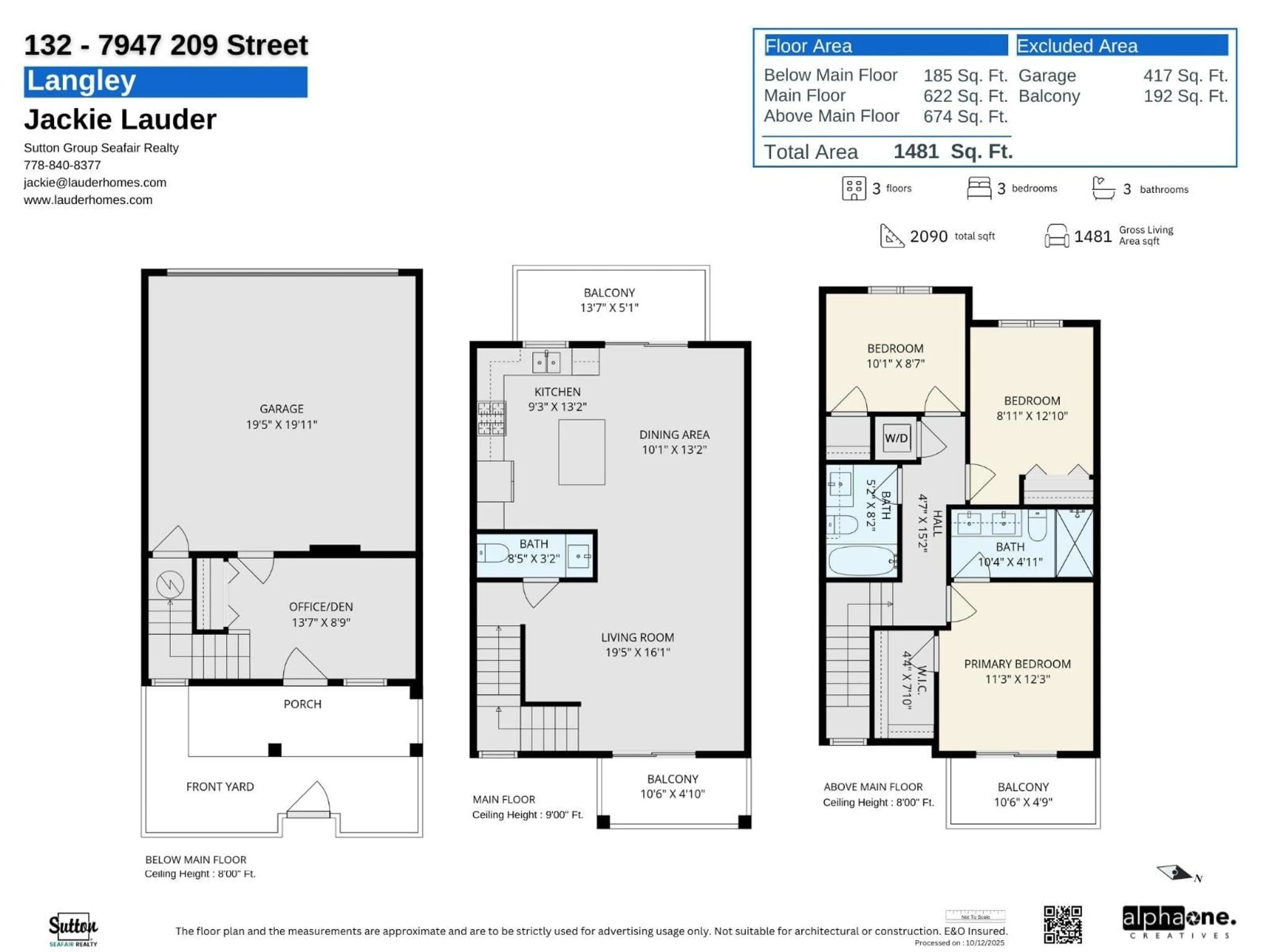Floor plan for 132 - 7947 209, Langley British Columbia V2Y2C8