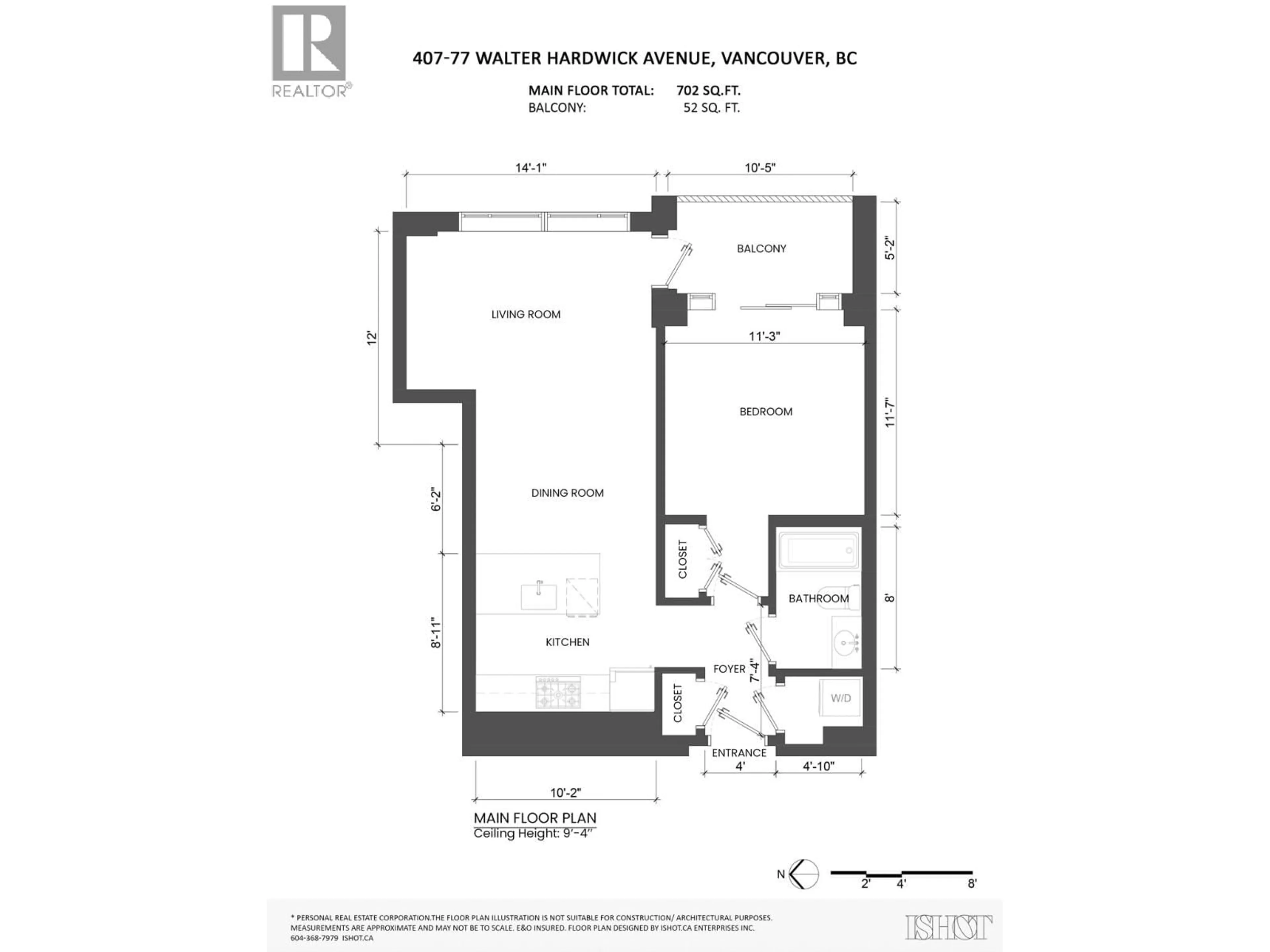 Floor plan for 407 - 77 WALTER HARDWICK AVENUE, Vancouver British Columbia V5Y0C6