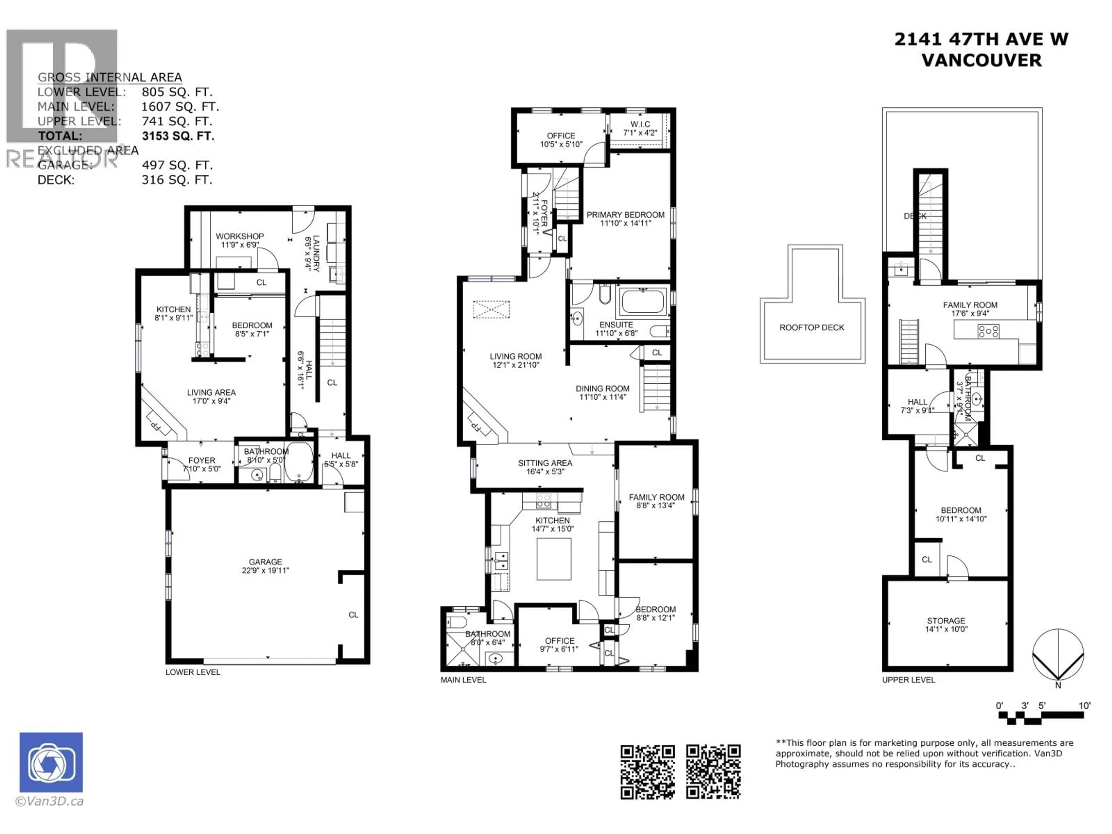 Floor plan for 2141 47TH AVENUE, Vancouver British Columbia V6M2M6