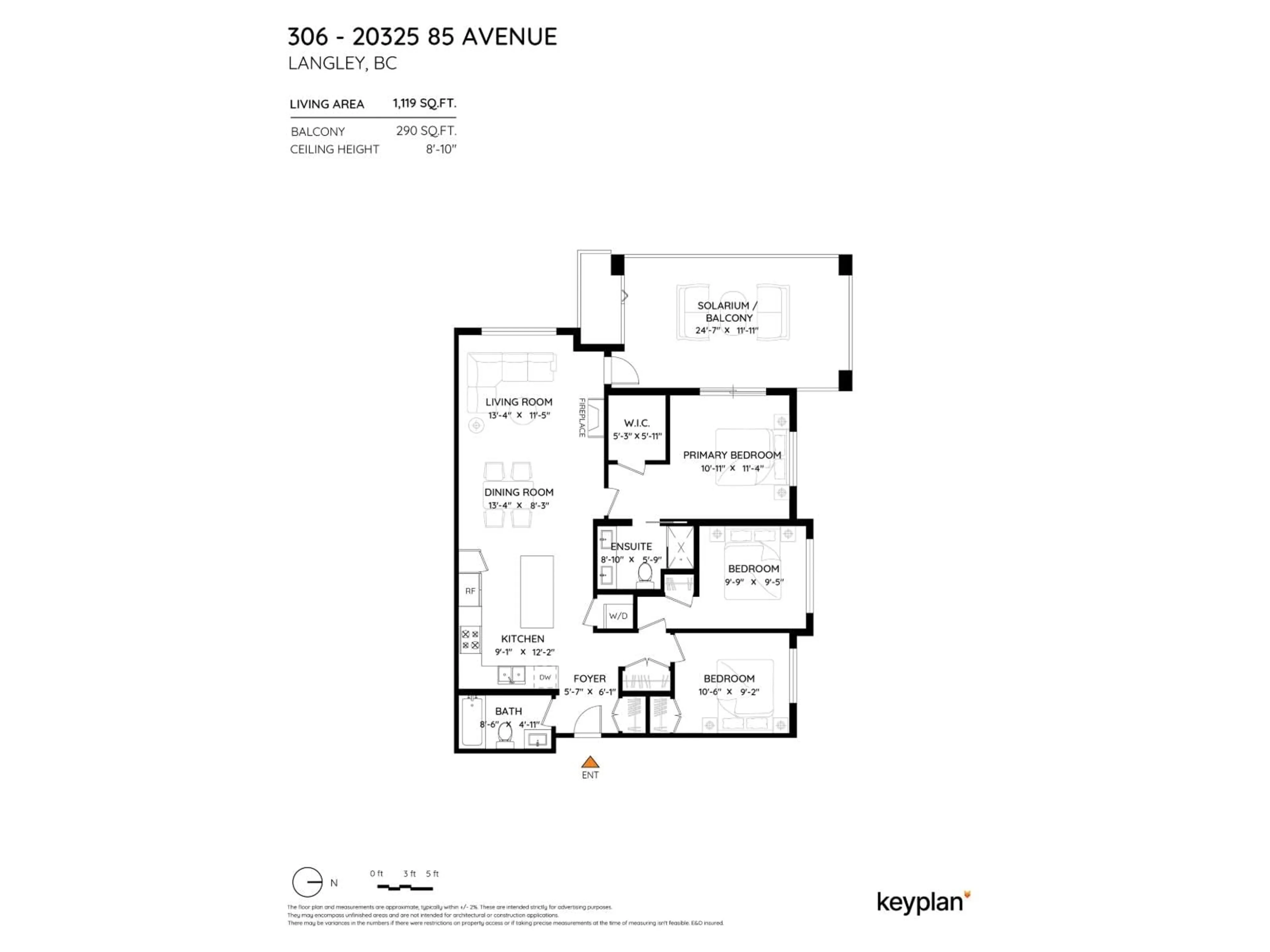 Floor plan for 306 - 20325 85, Langley British Columbia V2Y3L2