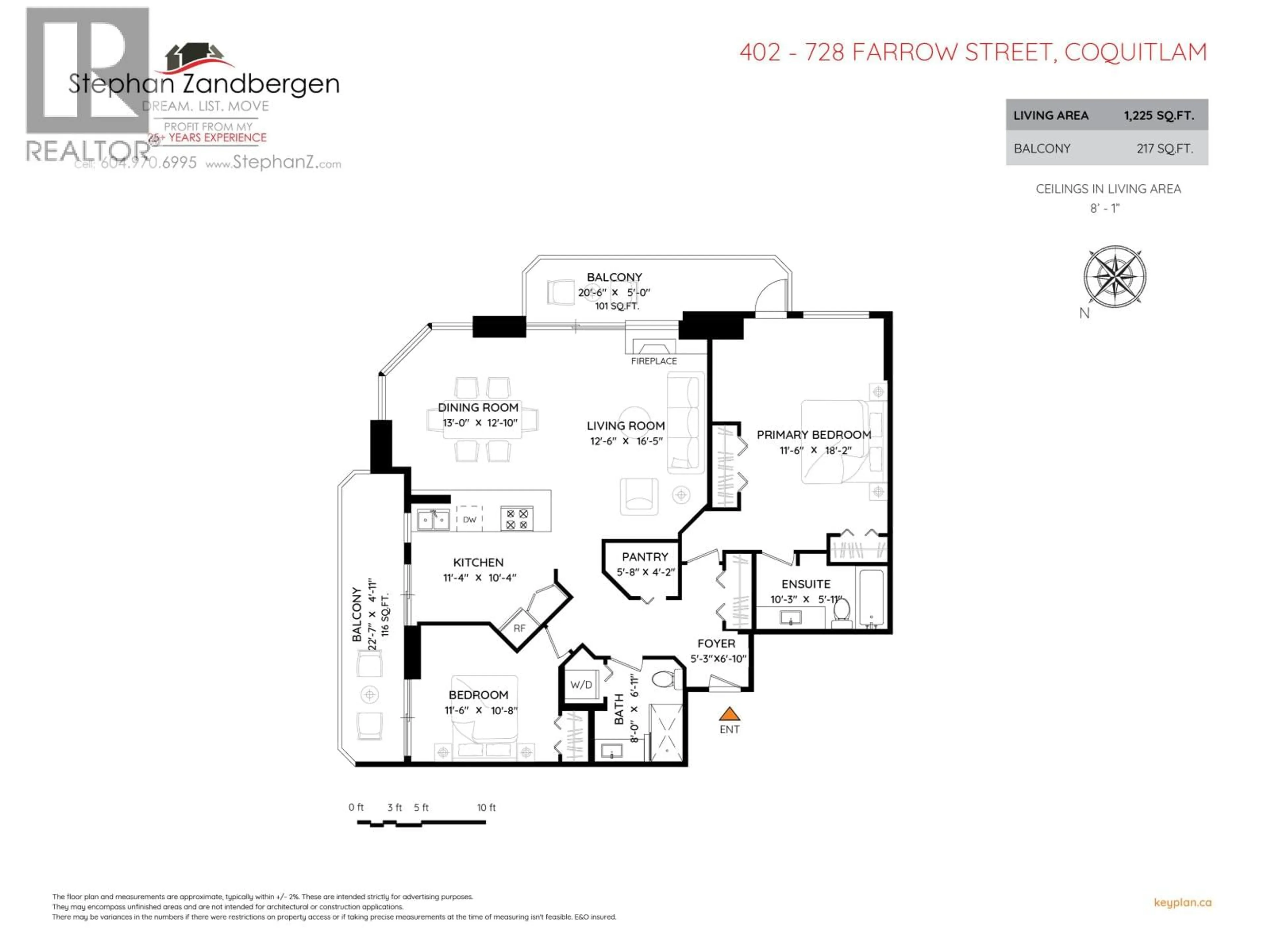 Floor plan for 402 - 728 FARROW STREET, Coquitlam British Columbia V3J3S6