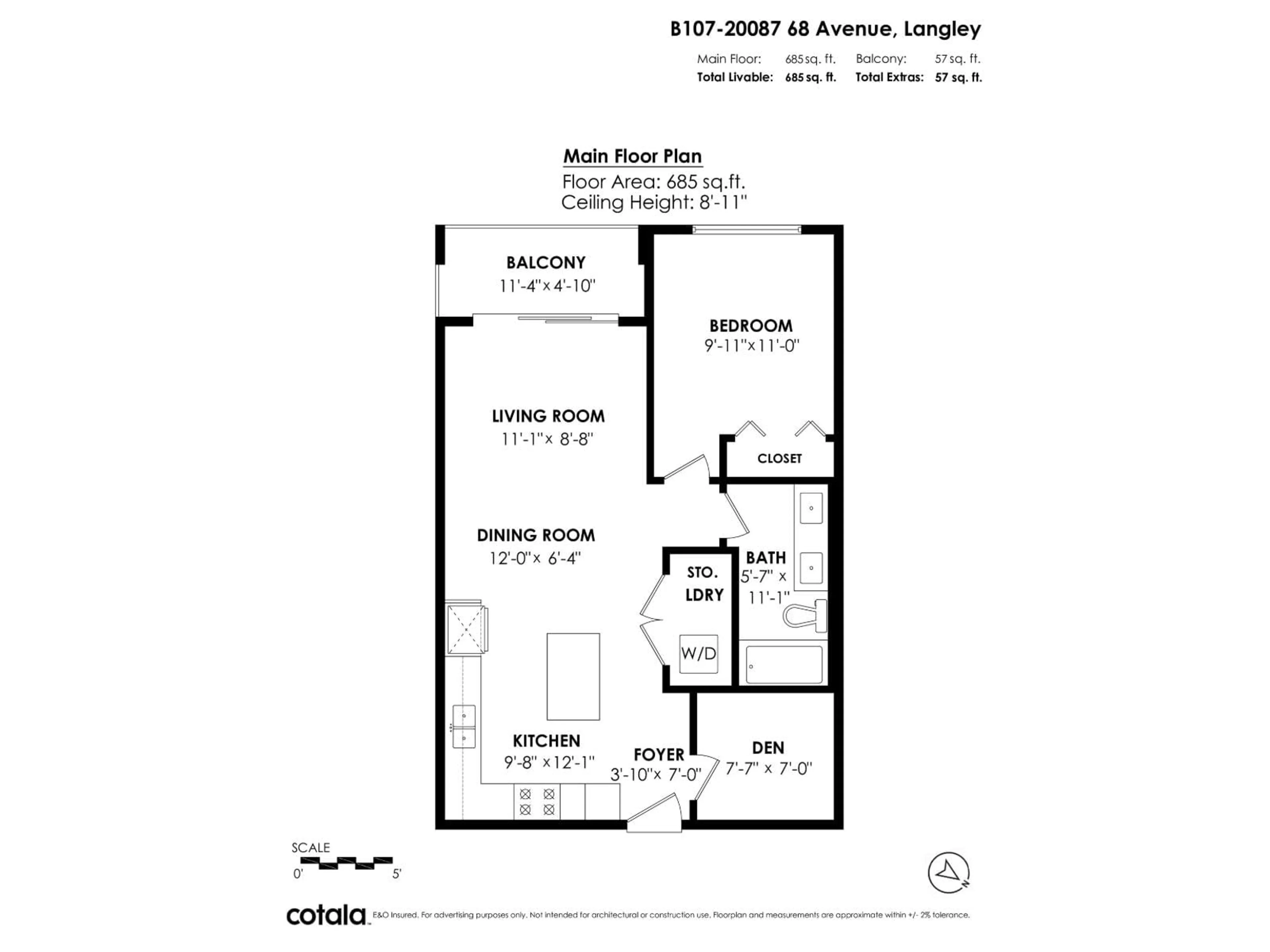 Floor plan for B107 - 20087 68TH, Langley British Columbia V2Y0Y3
