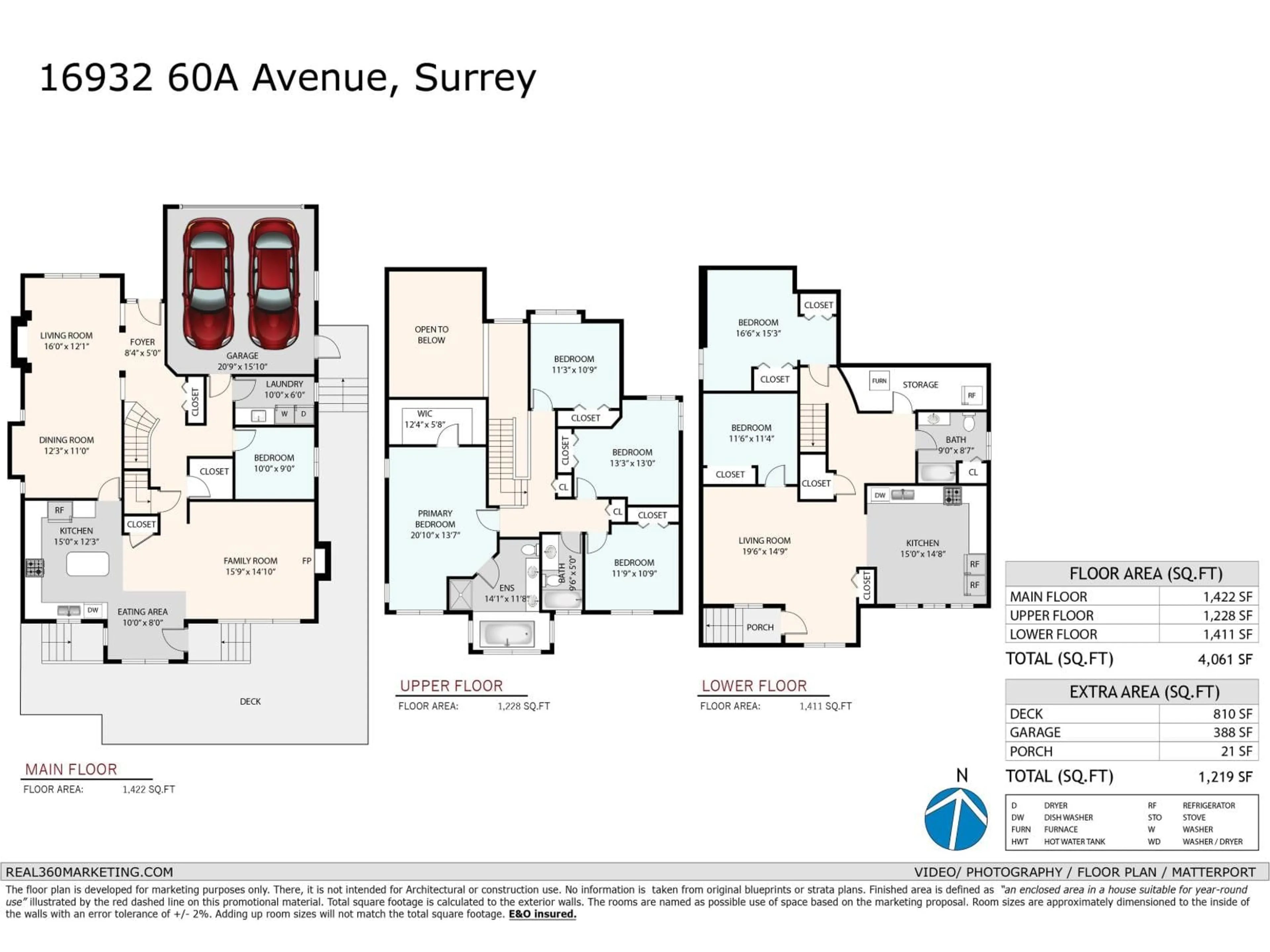 Floor plan for 16932 60A, Surrey British Columbia V3S8X5