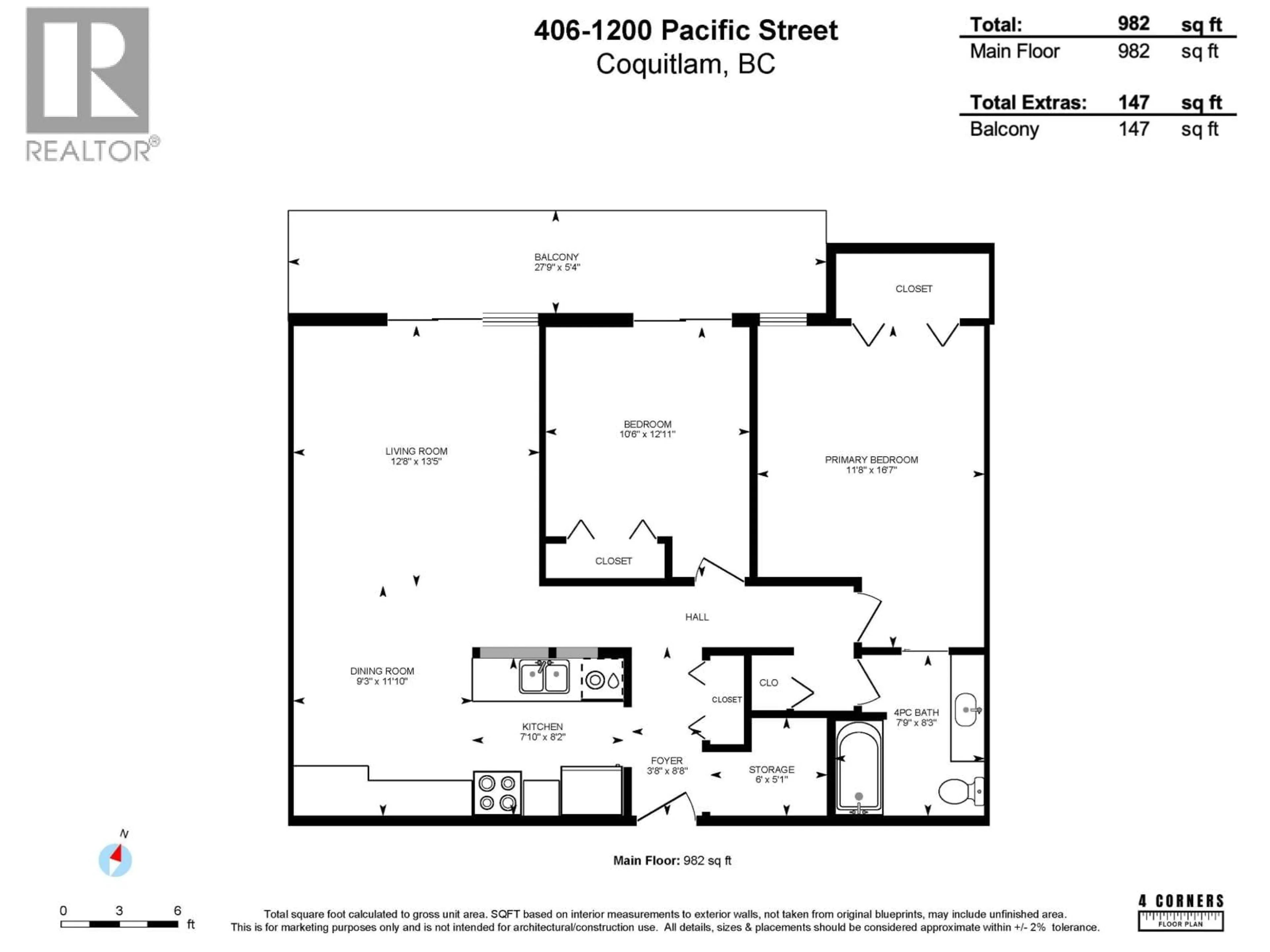 Floor plan for 406 - 1200 PACIFIC STREET, Coquitlam British Columbia V3B6K2