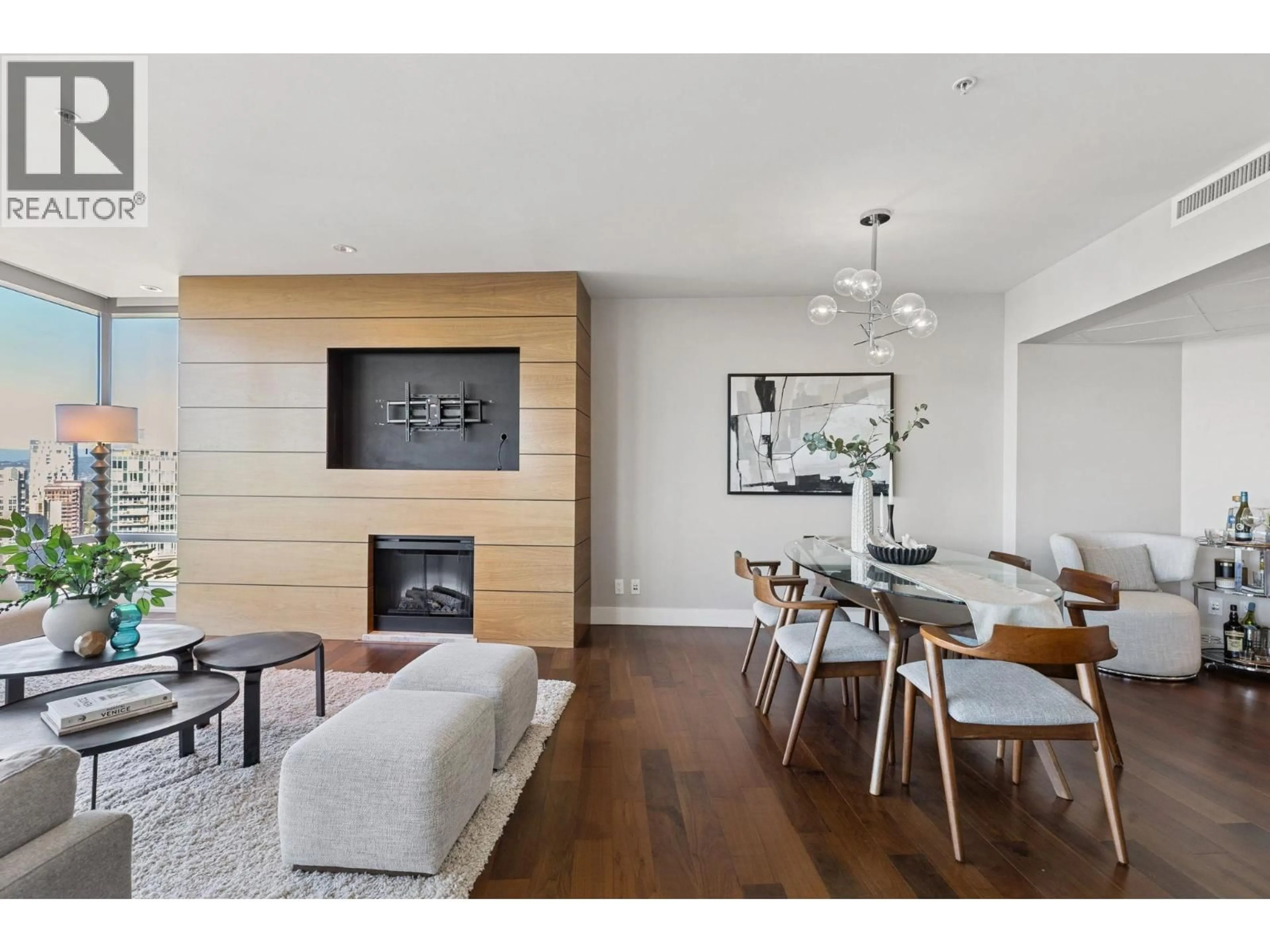 Living room with furniture, wood/laminate floor for 3309 - 1111 ALBERNI STREET, Vancouver British Columbia V6E4V2