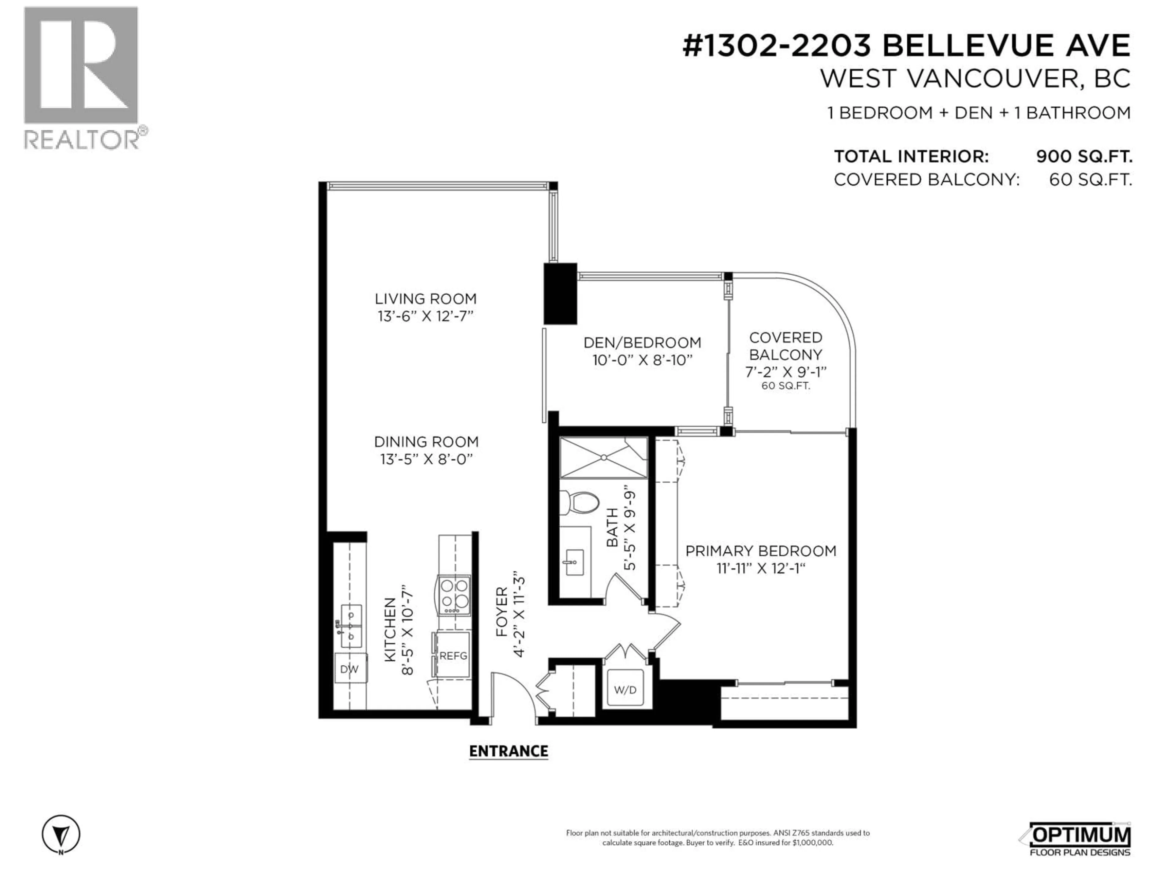 Floor plan for 1302 - 2203 BELLEVUE AVENUE, West Vancouver British Columbia V7V4V7