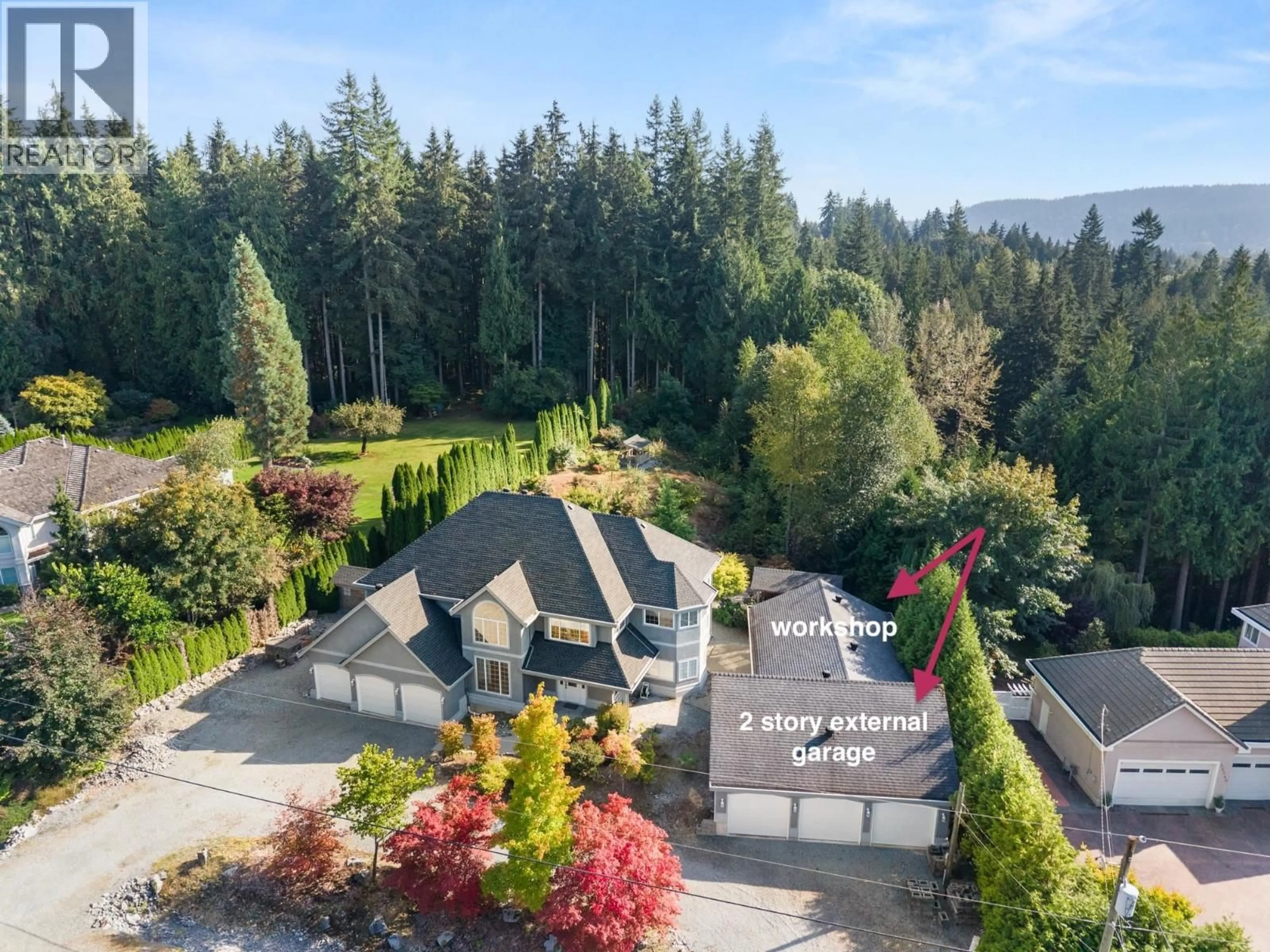A pic from outside/outdoor area/front of a property/back of a property/a pic from drone, mountain view for 26360 127 AVENUE, Maple Ridge British Columbia V2W1C6