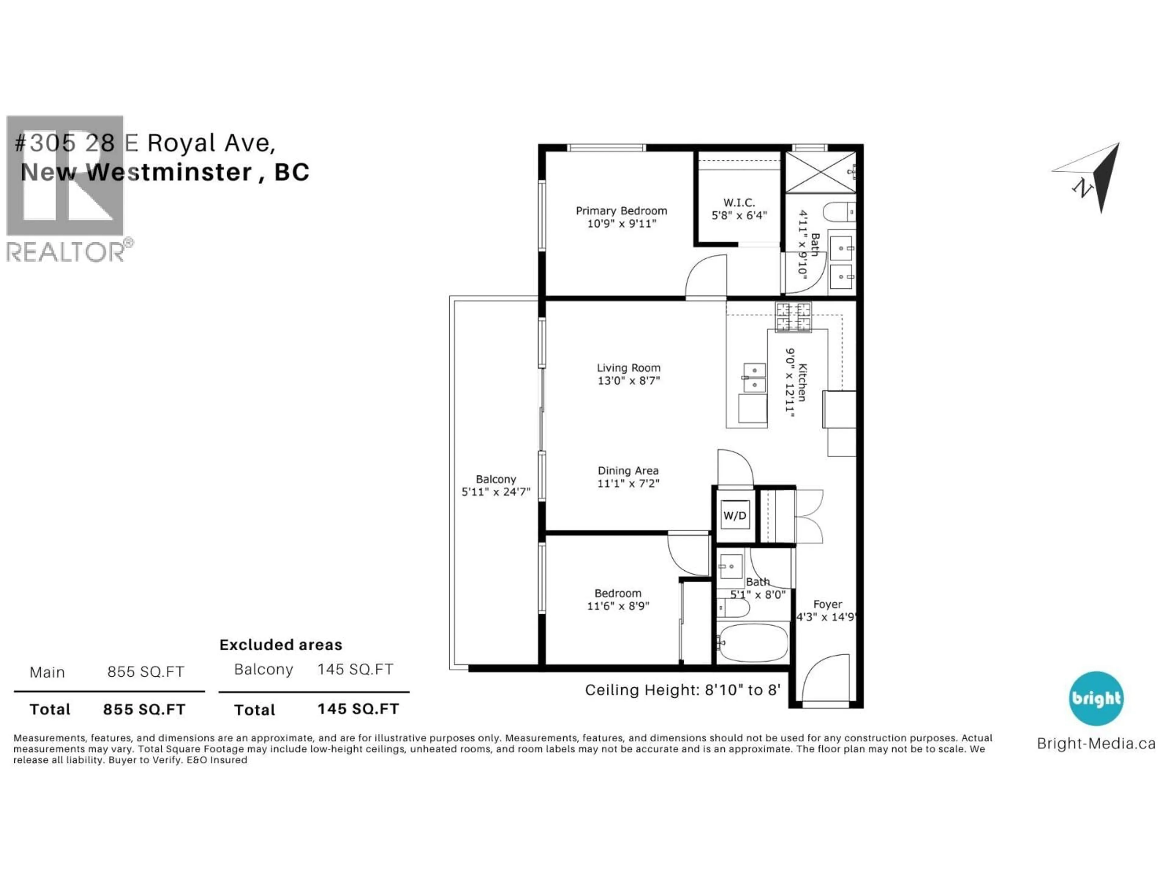 Floor plan for 305 - 28 ROYAL AVENUE, New Westminster British Columbia V3L0B7