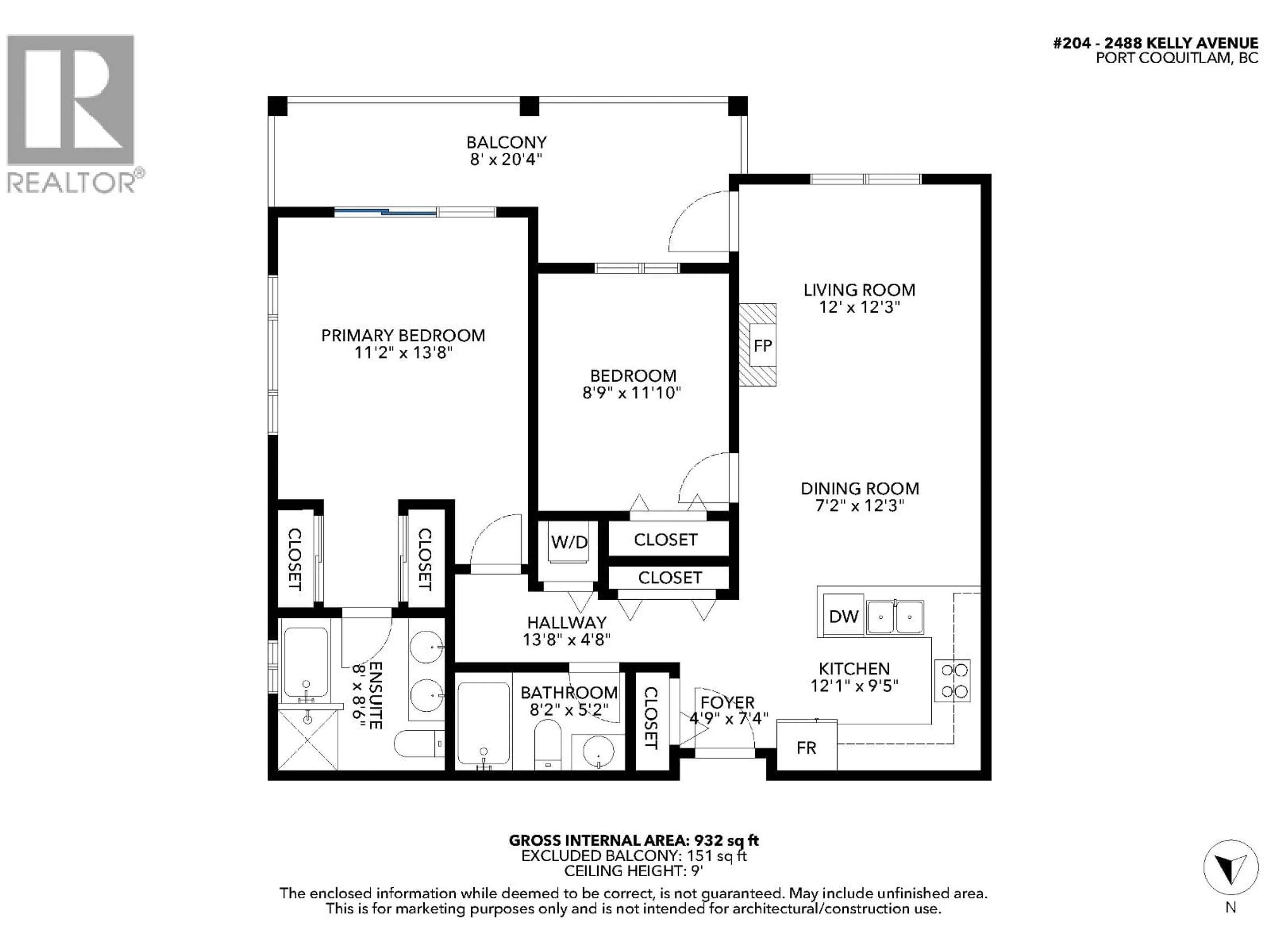 Floor plan for 204 - 2488 KELLY AVENUE, Port Coquitlam British Columbia V3C1Y4