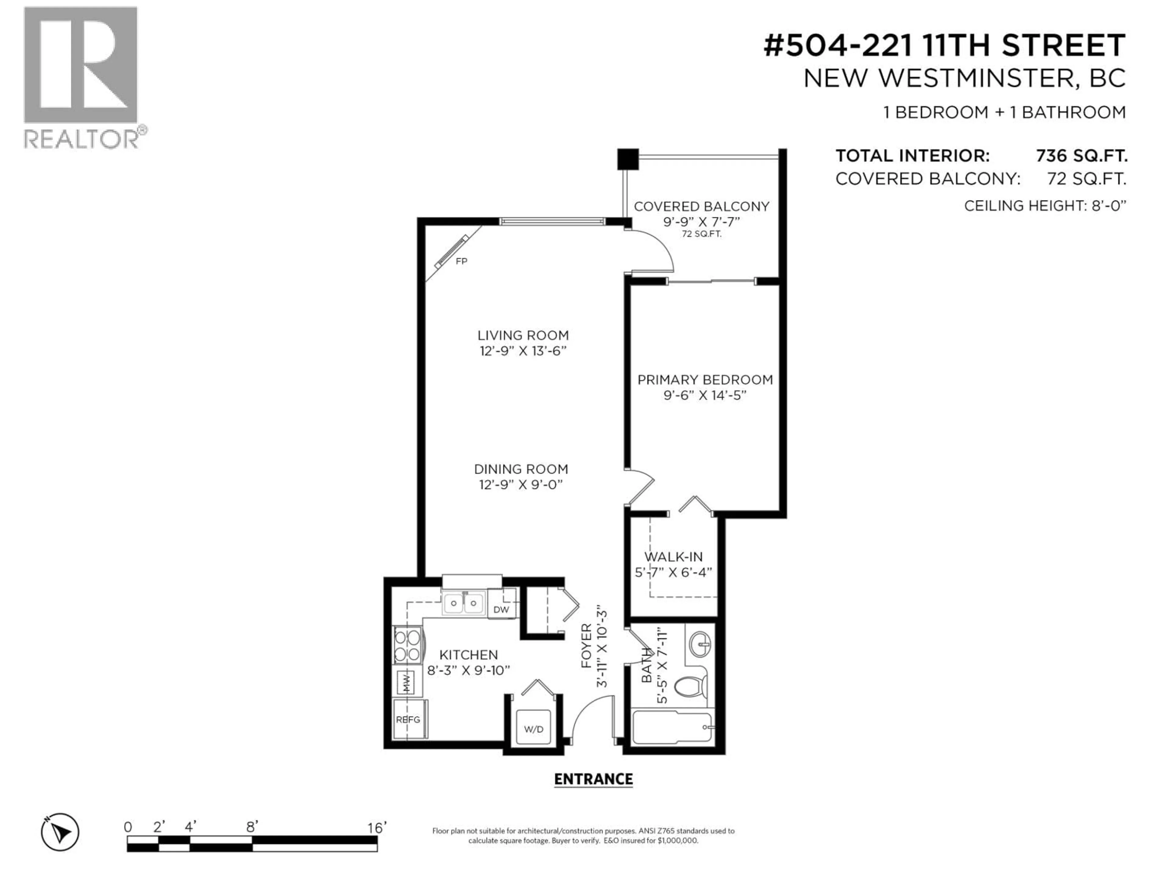 Floor plan for 504 - 221 ELEVENTH STREET, New Westminster British Columbia V3M4C8
