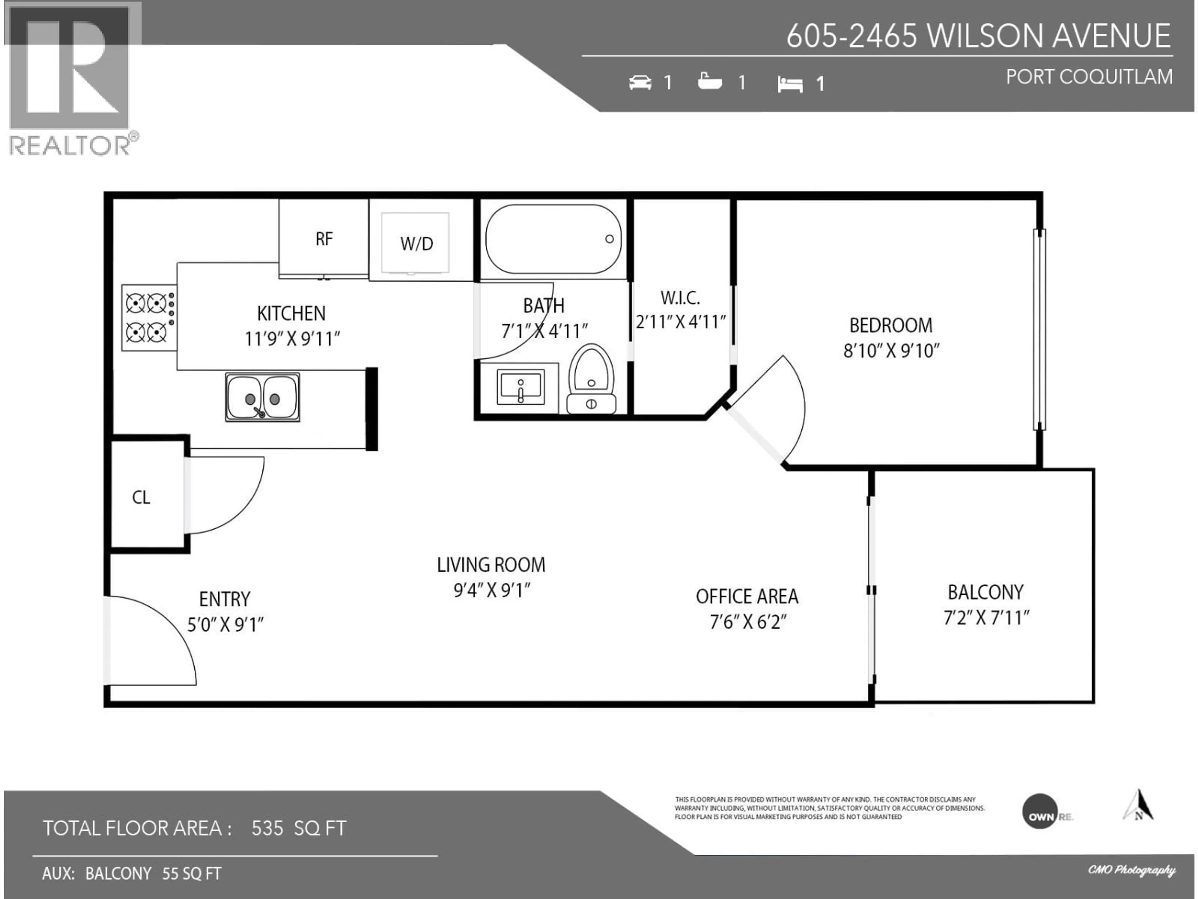 Floor plan for 605 - 2465 WILSON AVENUE, Port Coquitlam British Columbia V3C0E6