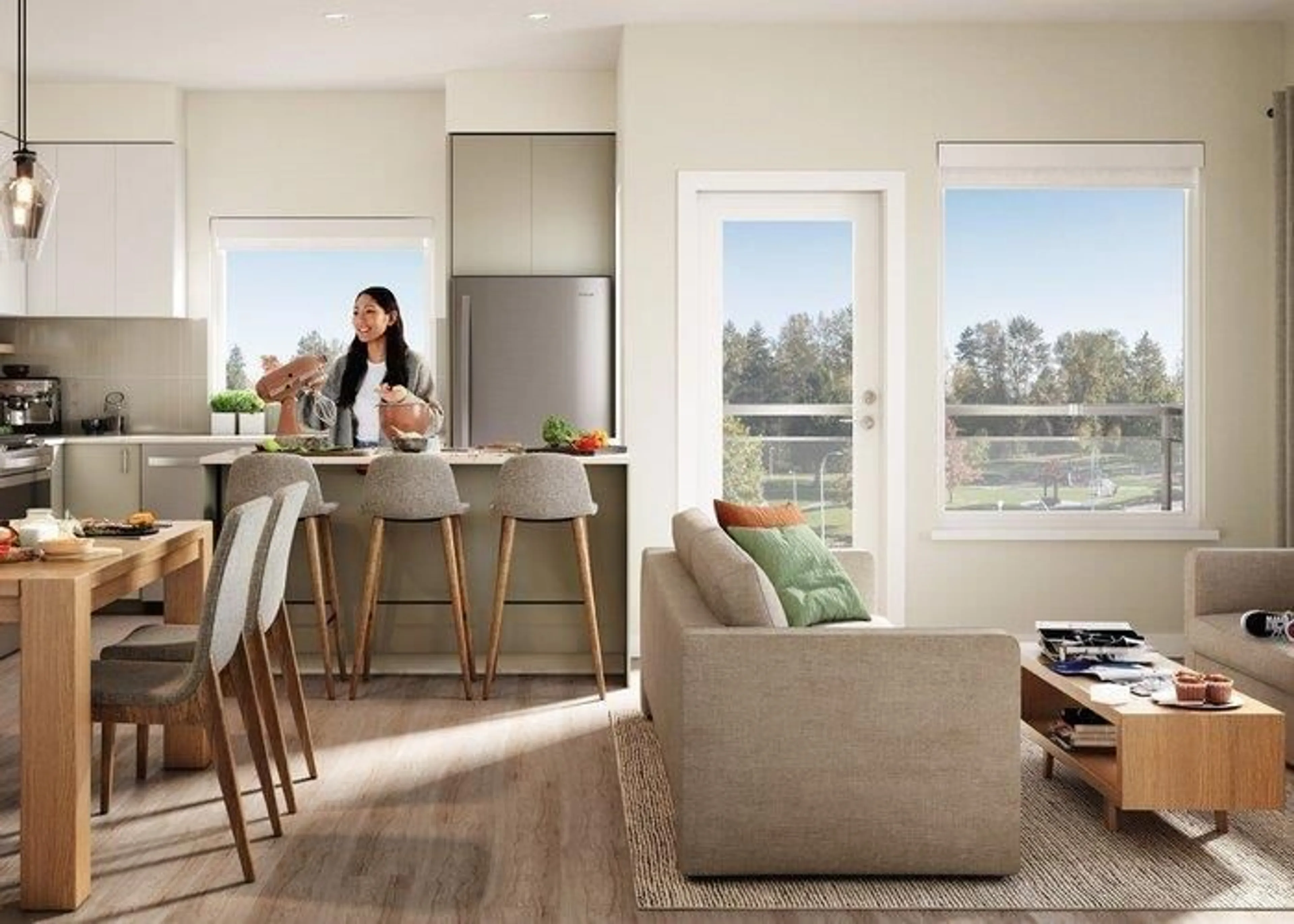 Open concept kitchen, wood/laminate floor for 104 - 13788 76 AVENUE, Surrey British Columbia V3W3V9