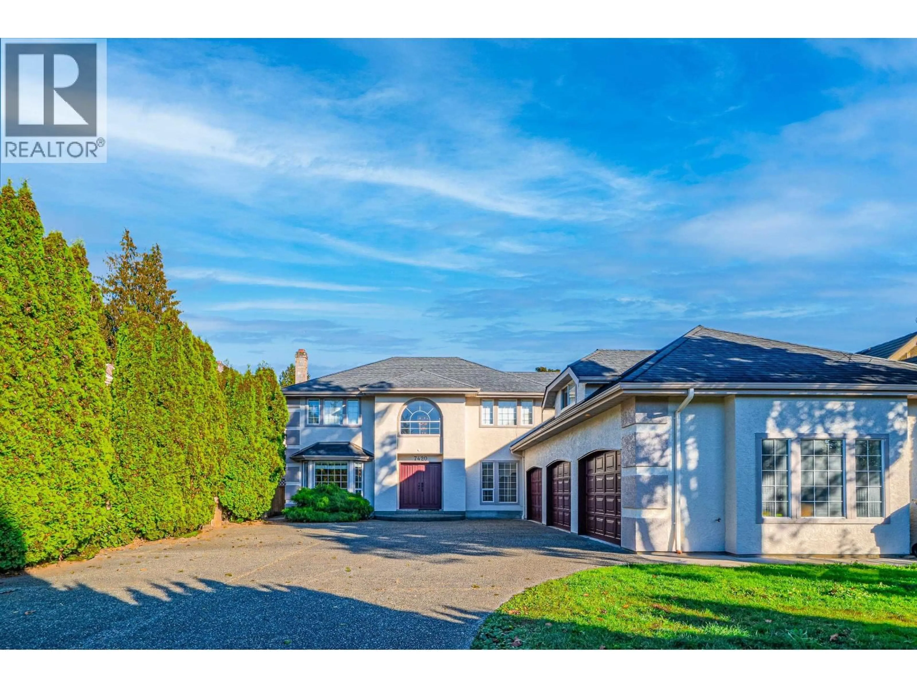 A pic from outside/outdoor area/front of a property/back of a property/a pic from drone, street for 7420 MONTANA ROAD, Richmond British Columbia V7C2K8