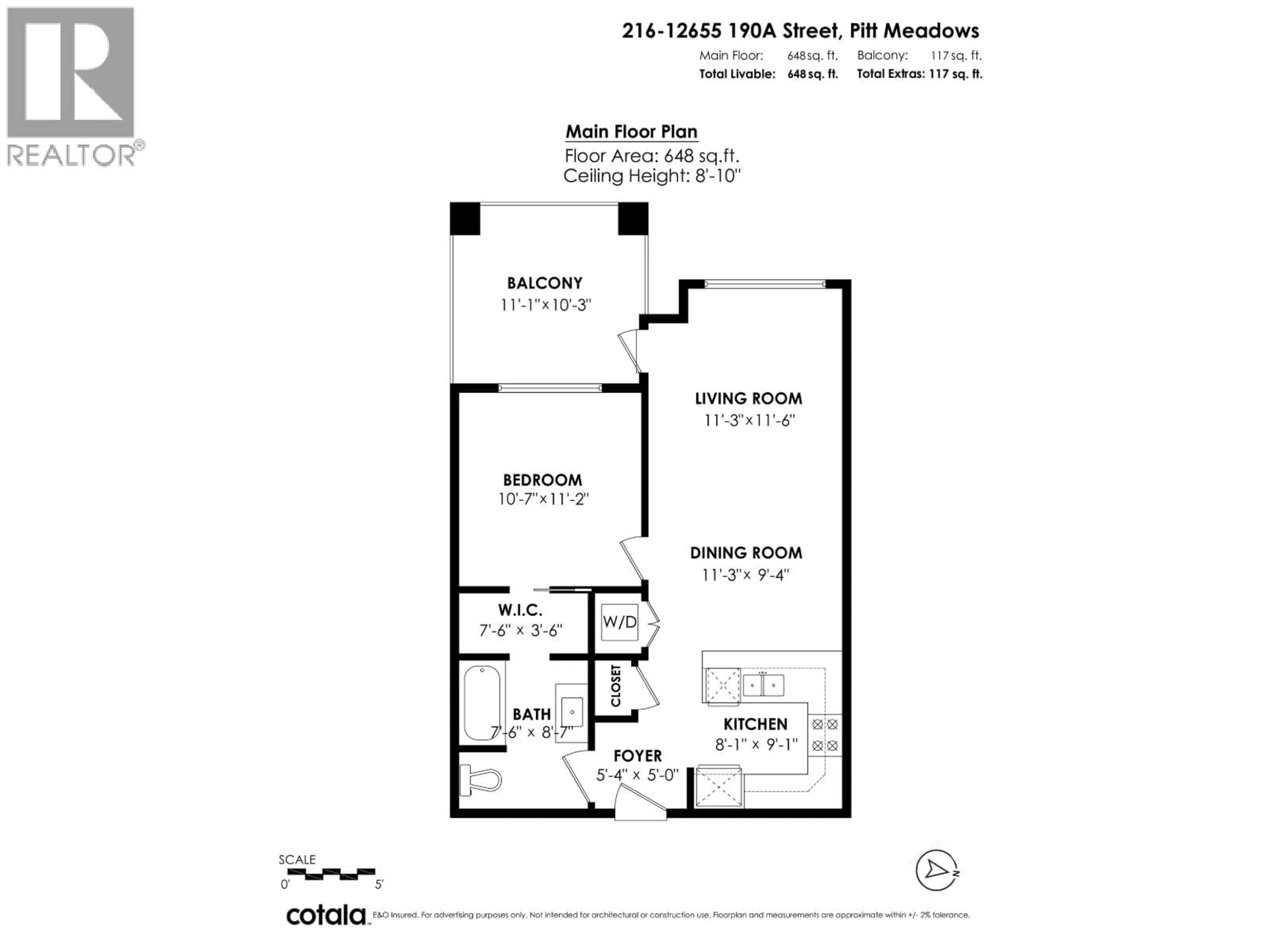 Floor plan for 216 - 12655 190A STREET, Pitt Meadows British Columbia V3Y0E1