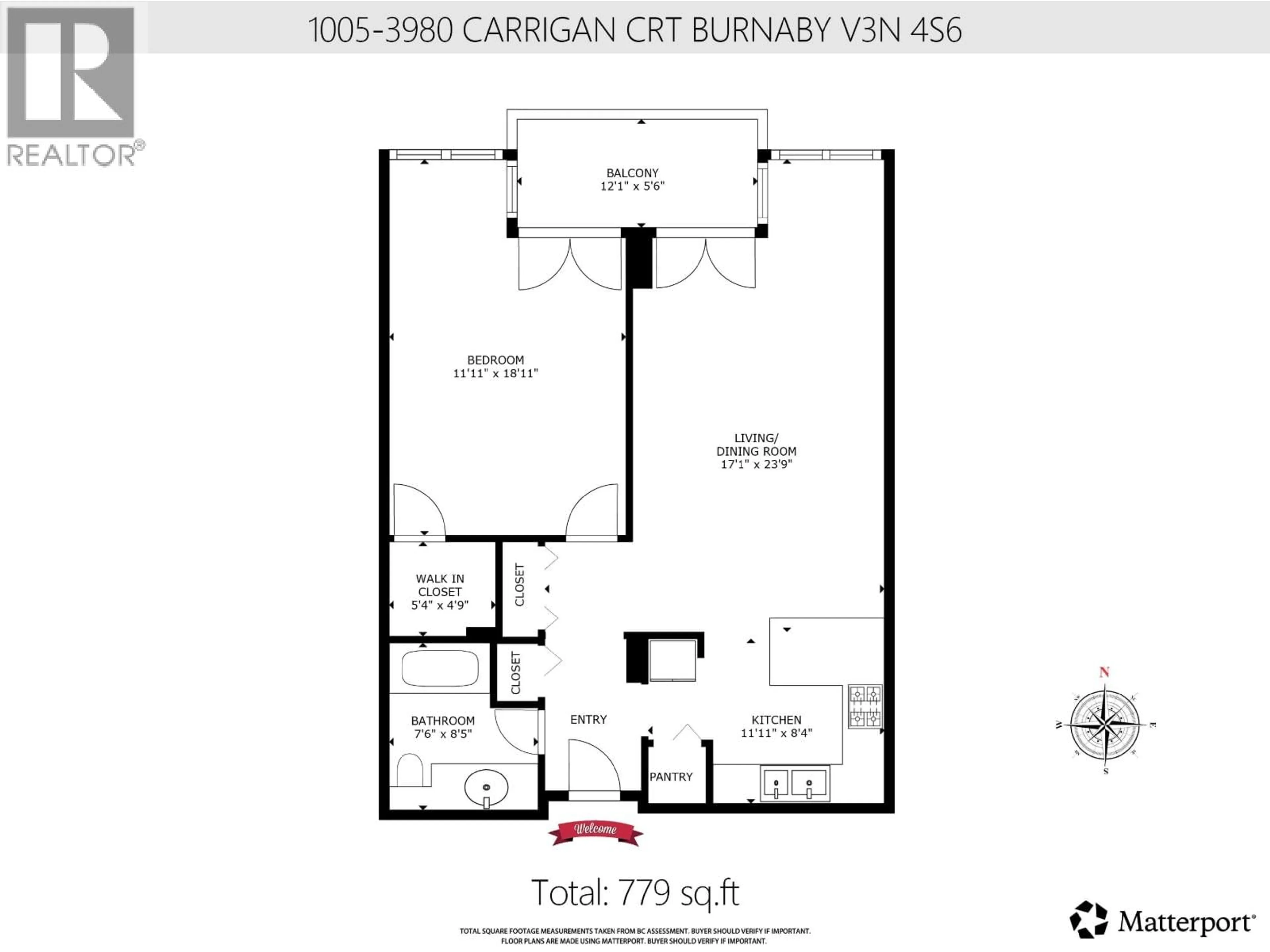 Floor plan for 1005 - 3980 CARRIGAN COURT, Burnaby British Columbia V3N4S6