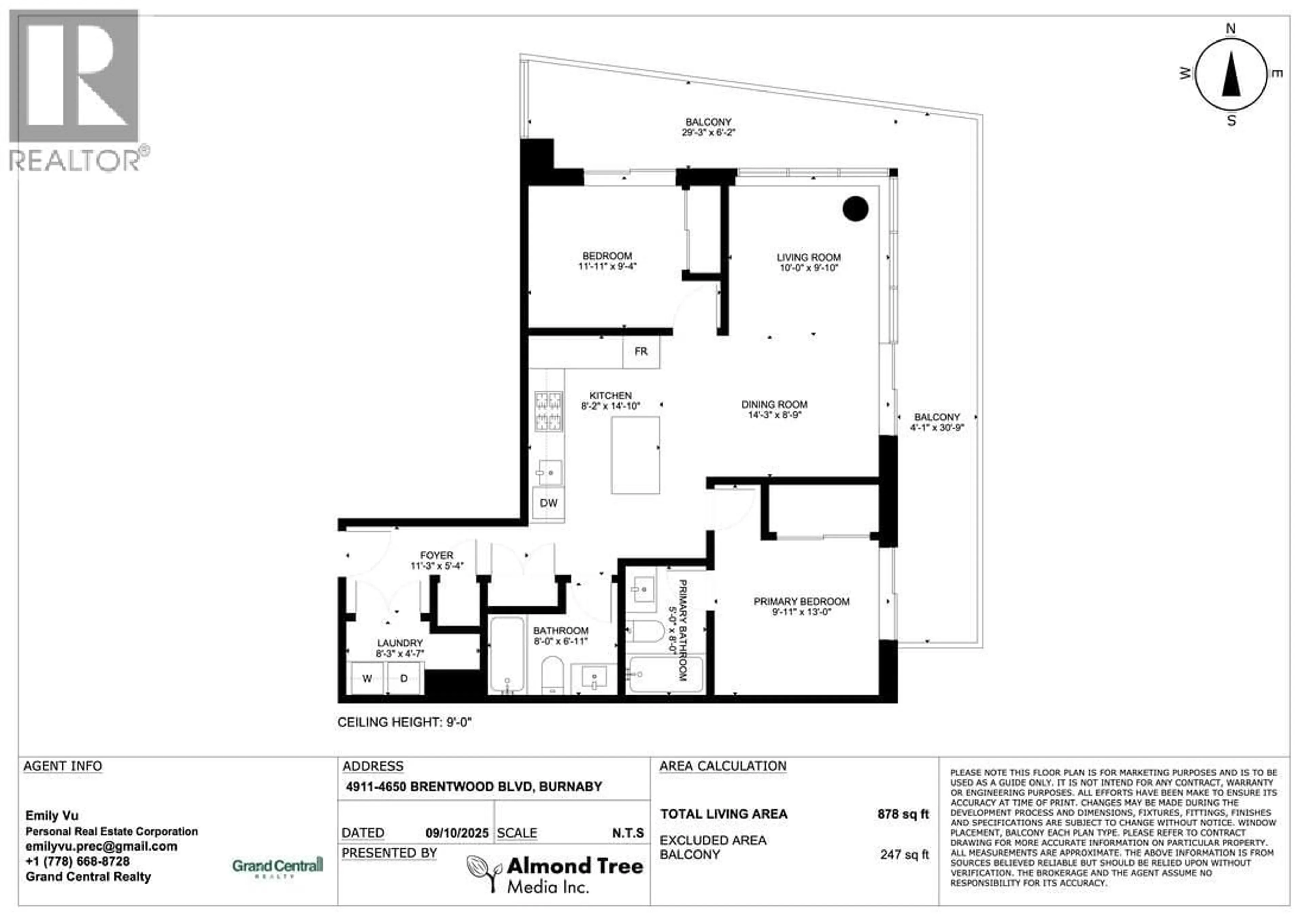 Floor plan for 4911 - 4650 BRENTWOOD BOULEVARD, Burnaby British Columbia V5C0M3