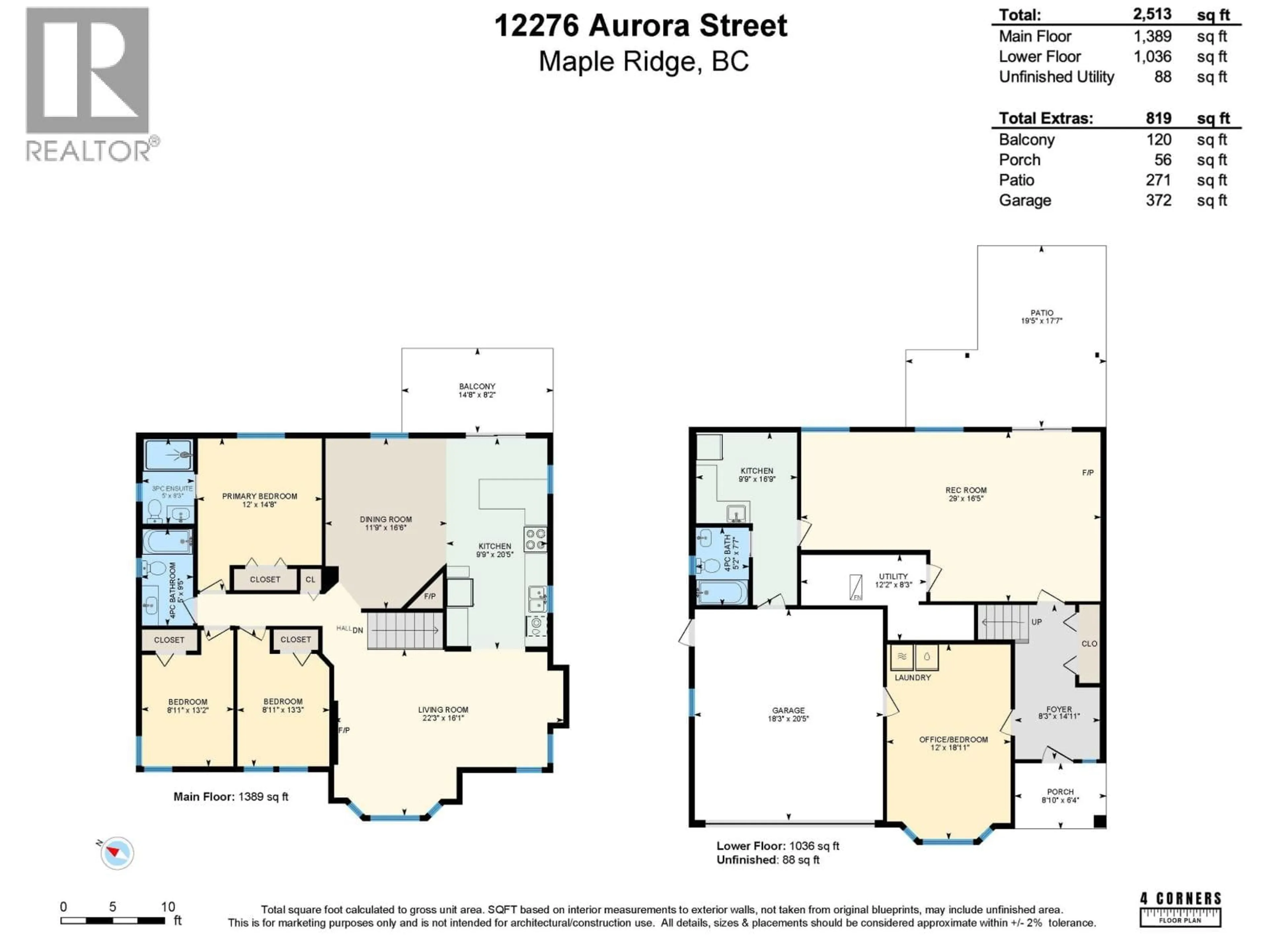 Floor plan for 12276 AURORA STREET, Maple Ridge British Columbia V2X0R2