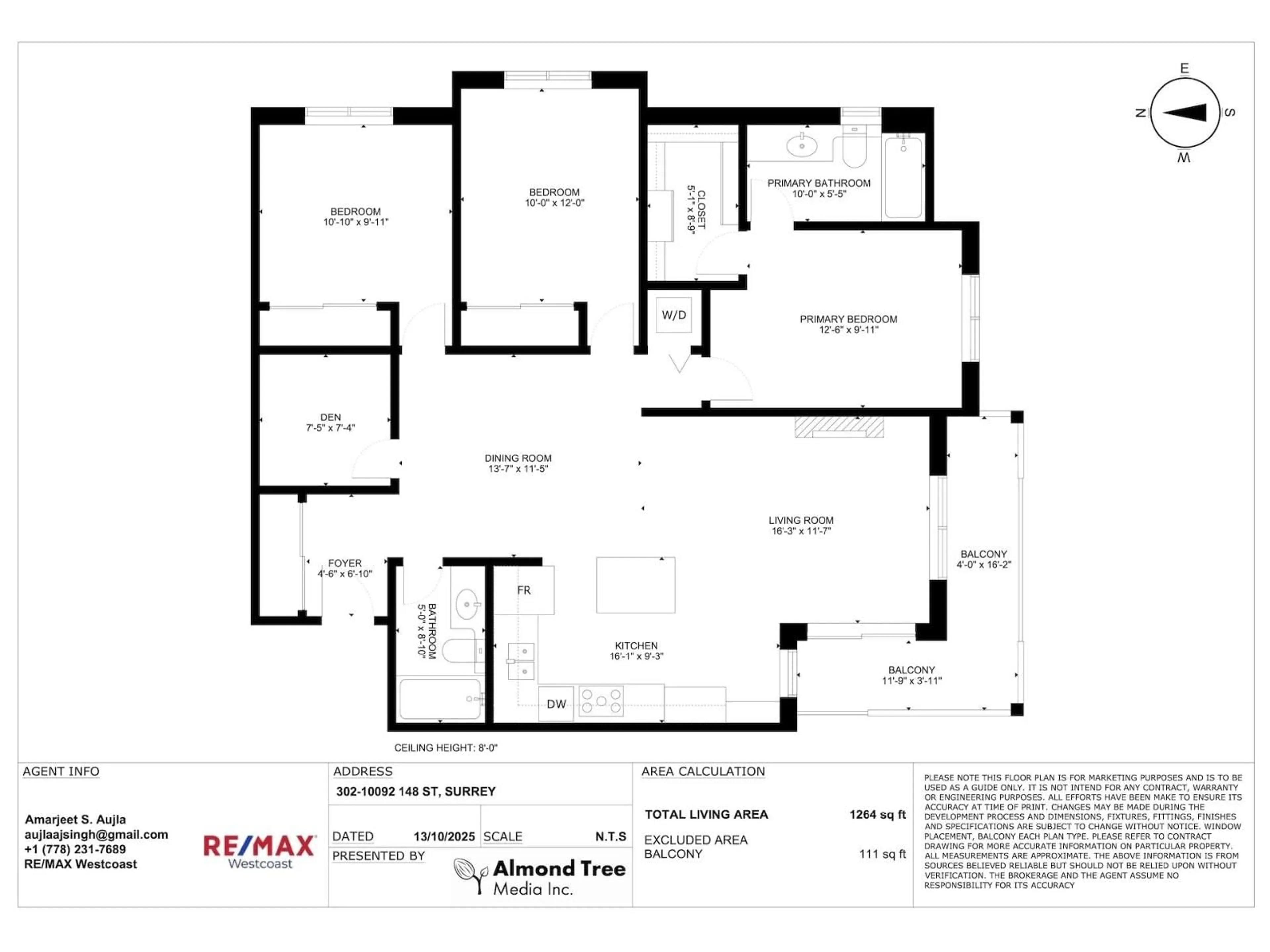 Floor plan for 302 - 10092 148, Surrey British Columbia V3R4G7