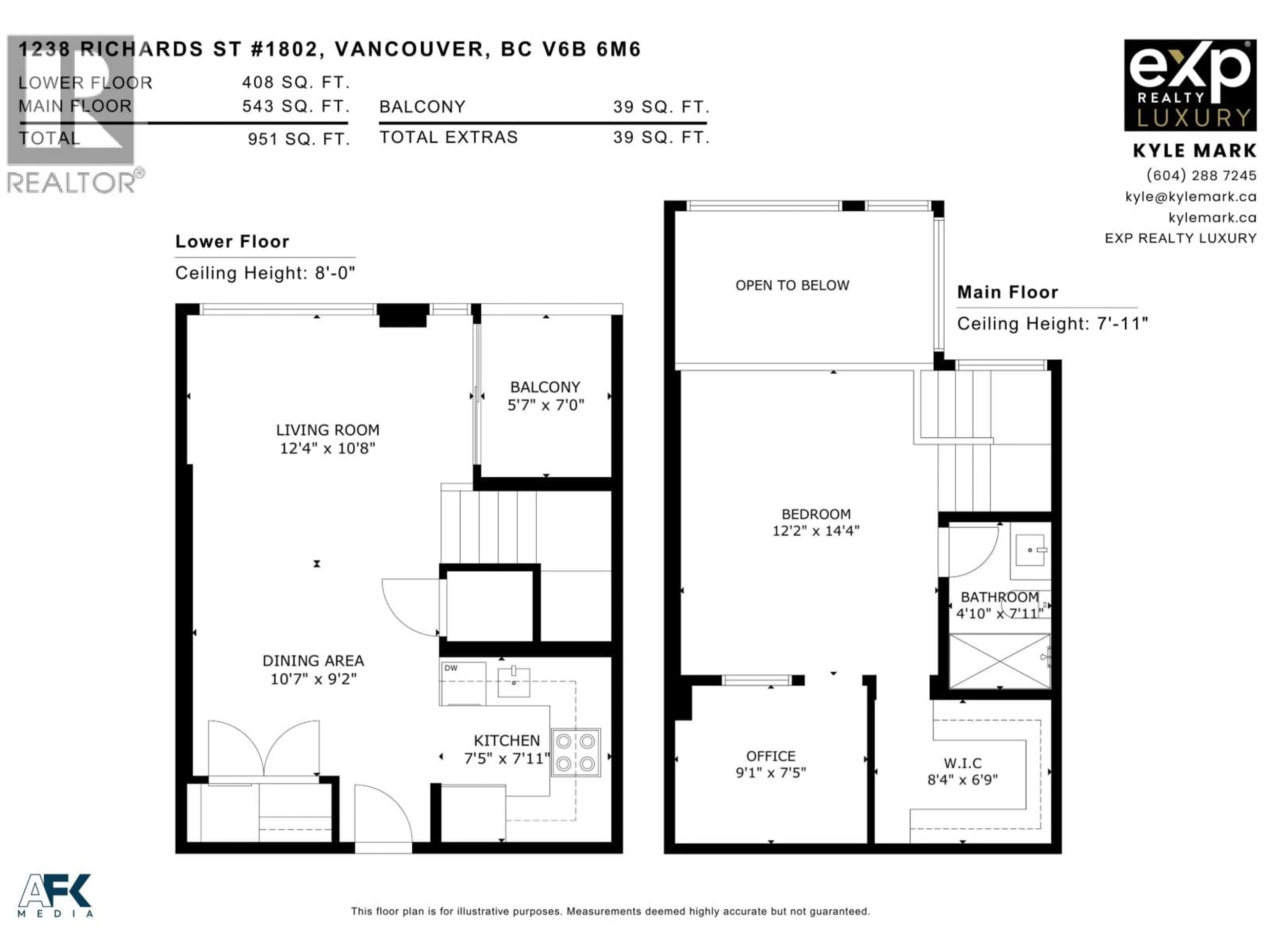 Floor plan for 1802 - 1238 RICHARDS STREET, Vancouver British Columbia V6B6M6