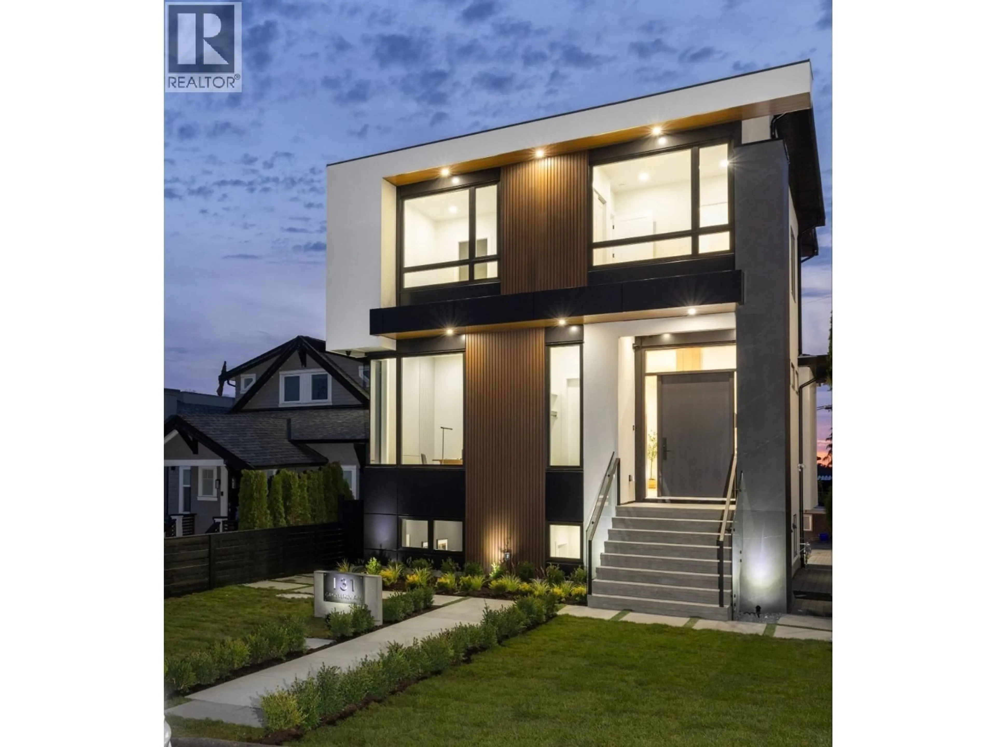 Home with vinyl exterior material, street for 131 GROSVENOR AVENUE, Burnaby British Columbia V5B3N7