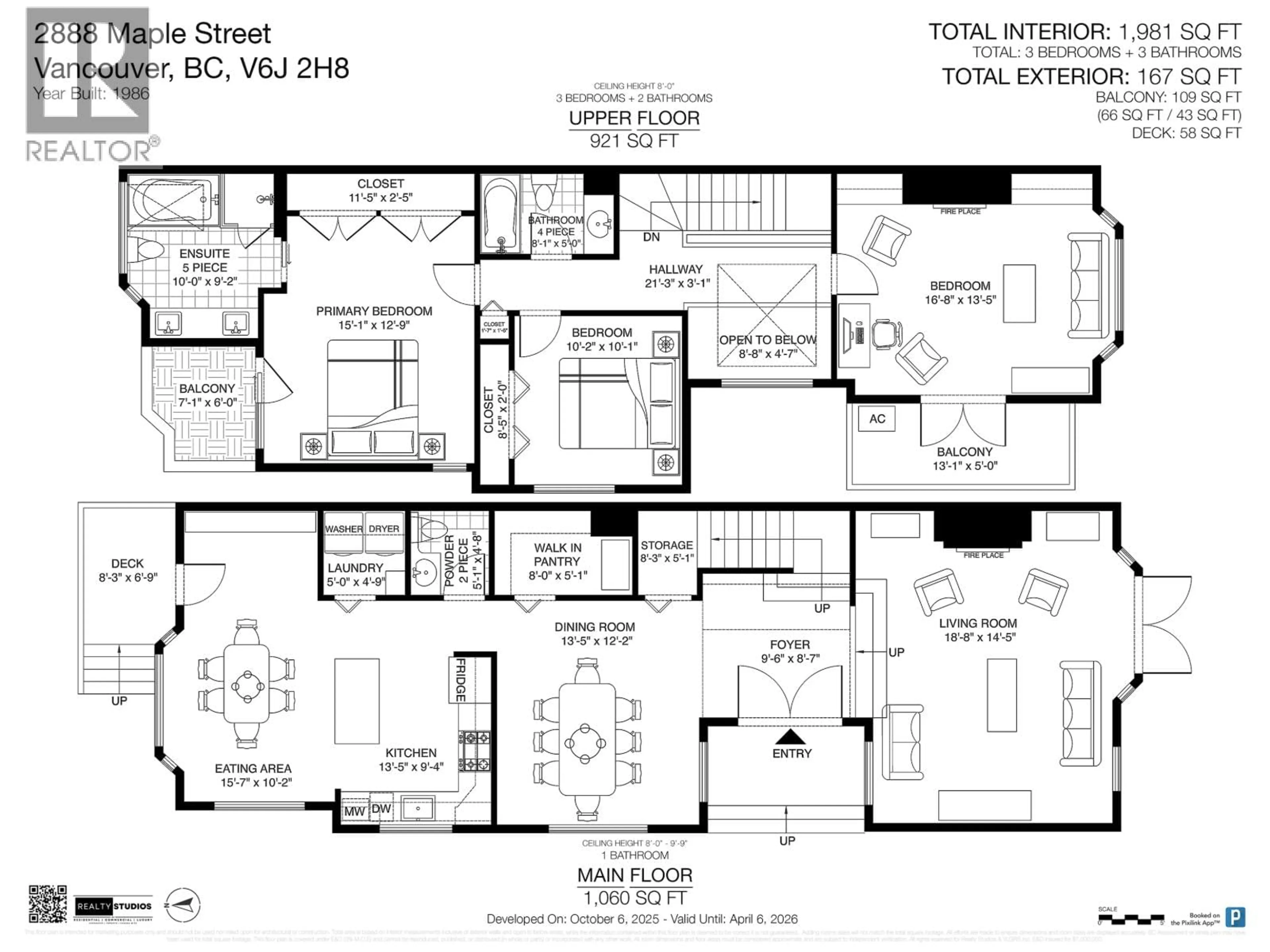 Floor plan for 2888 MAPLE STREET, Vancouver British Columbia V6J5A2