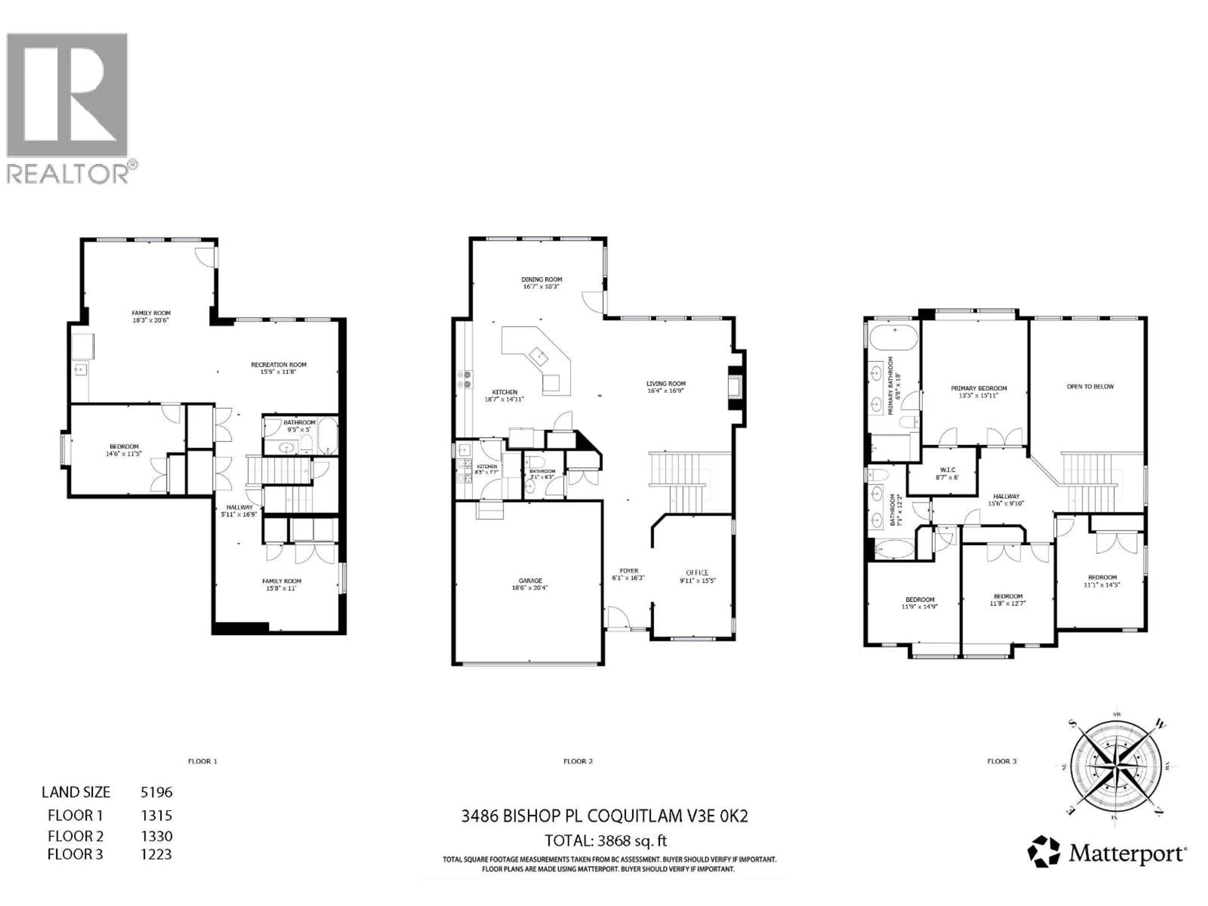 Floor plan for 3486 BISHOP PLACE, Coquitlam British Columbia V3E0K2