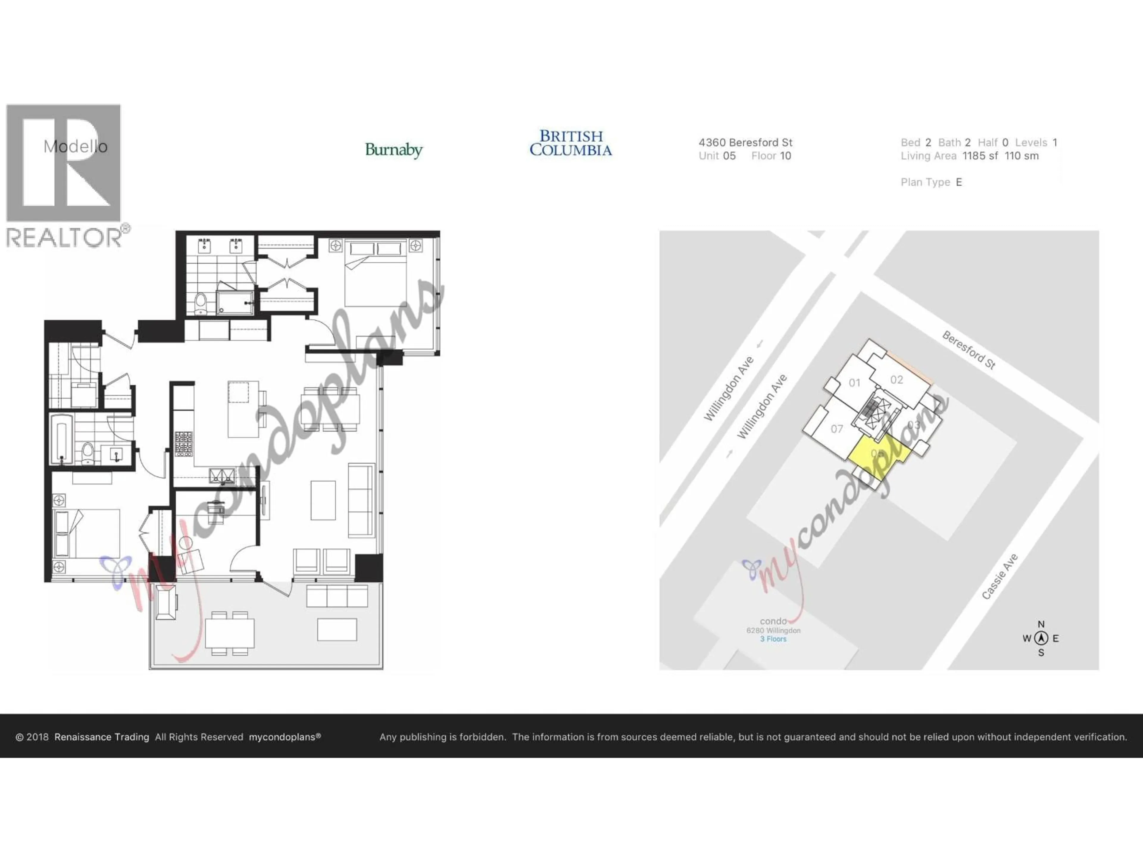 Floor plan for 1005 - 4360 BERESFORD STREET, Burnaby British Columbia V5H0G2