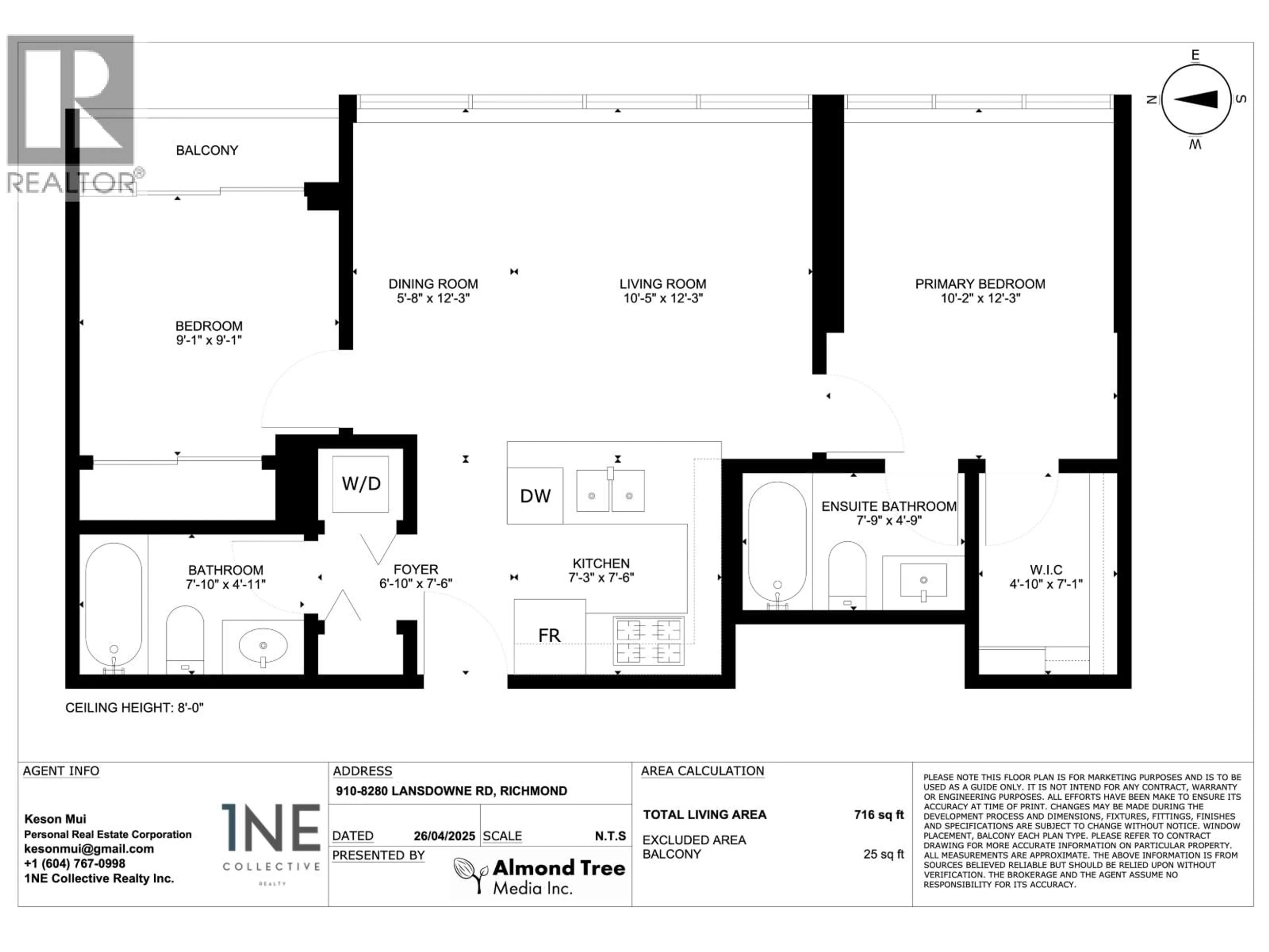 Floor plan for 910 - 8280 LANSDOWNE ROAD, Richmond British Columbia V6X0B2