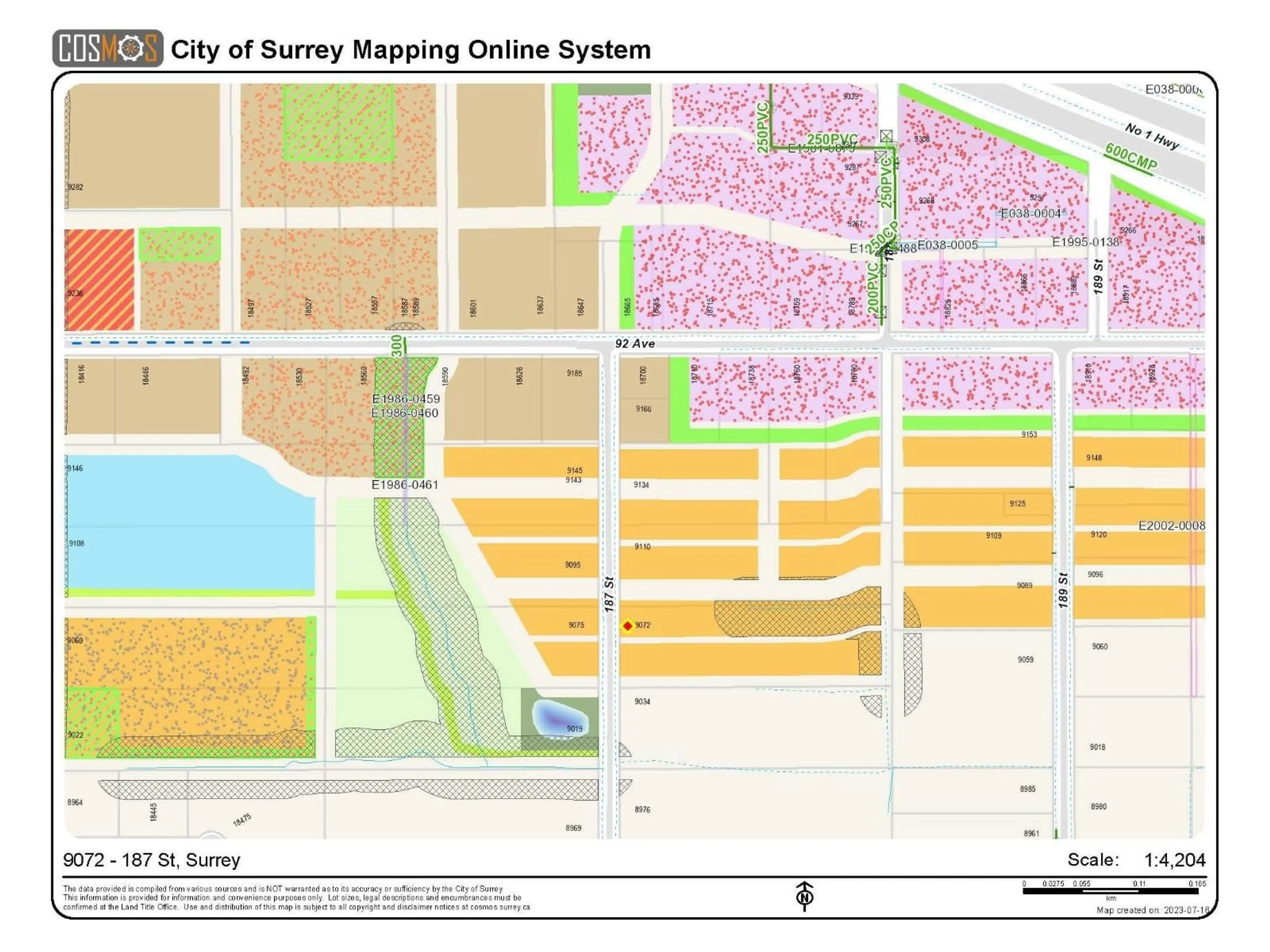 Picture of a map for 9072 187, Surrey British Columbia V4N3N4