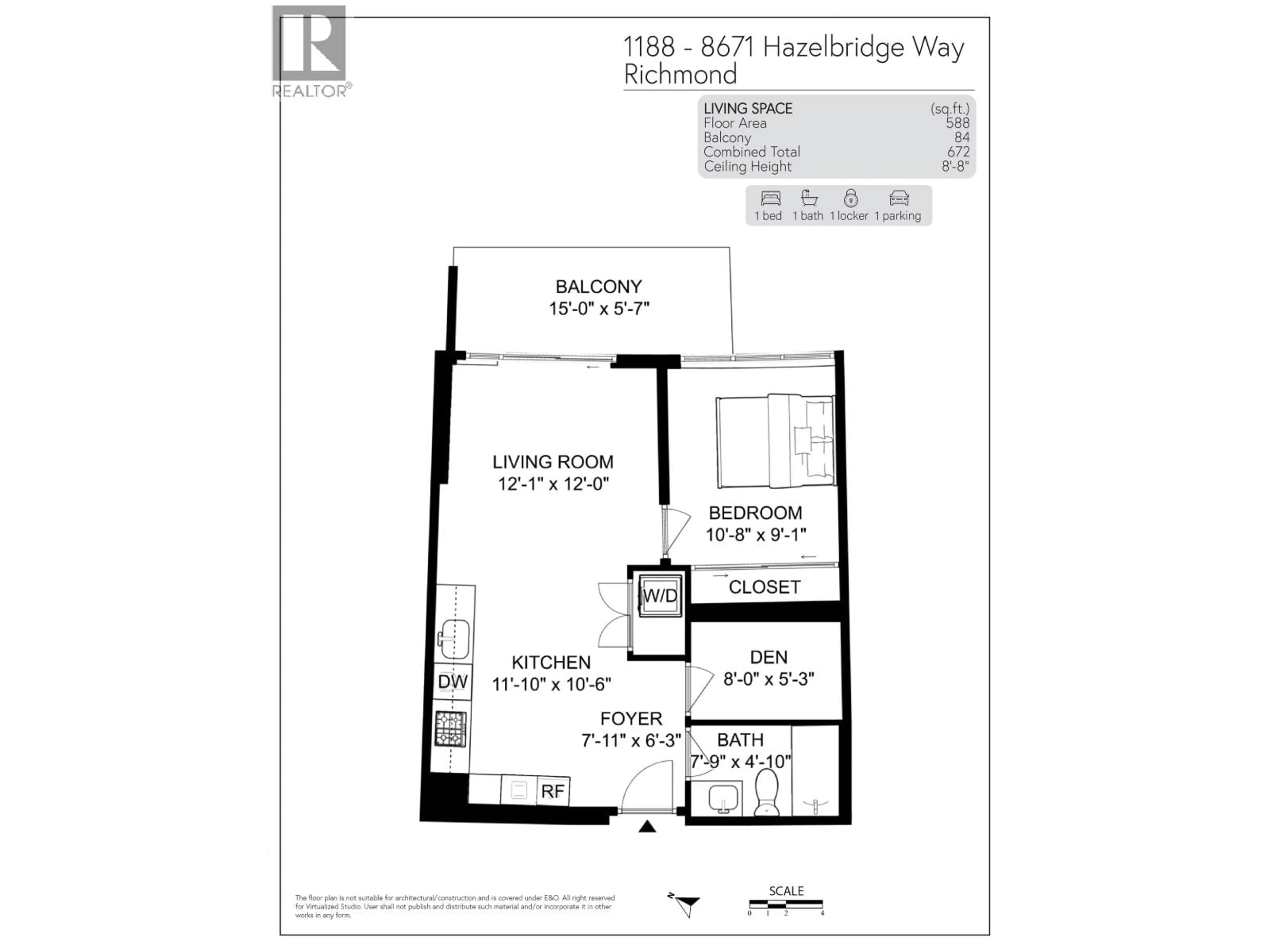 Floor plan for 1187 - 8671 HAZELBRIDGE WAY, Richmond British Columbia V6X0W9