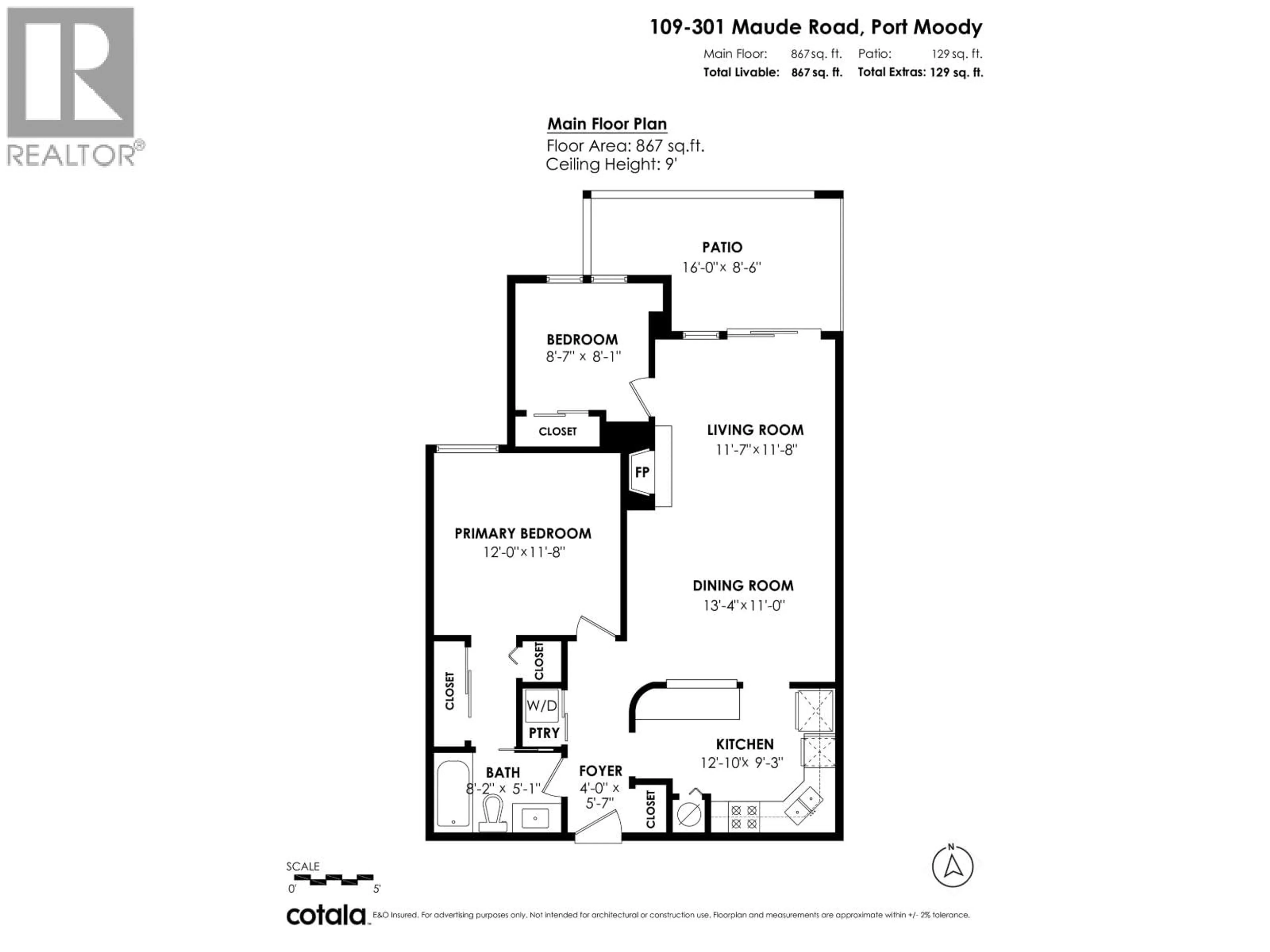 Floor plan for 109 - 301 MAUDE ROAD, Port Moody British Columbia V3H5B1