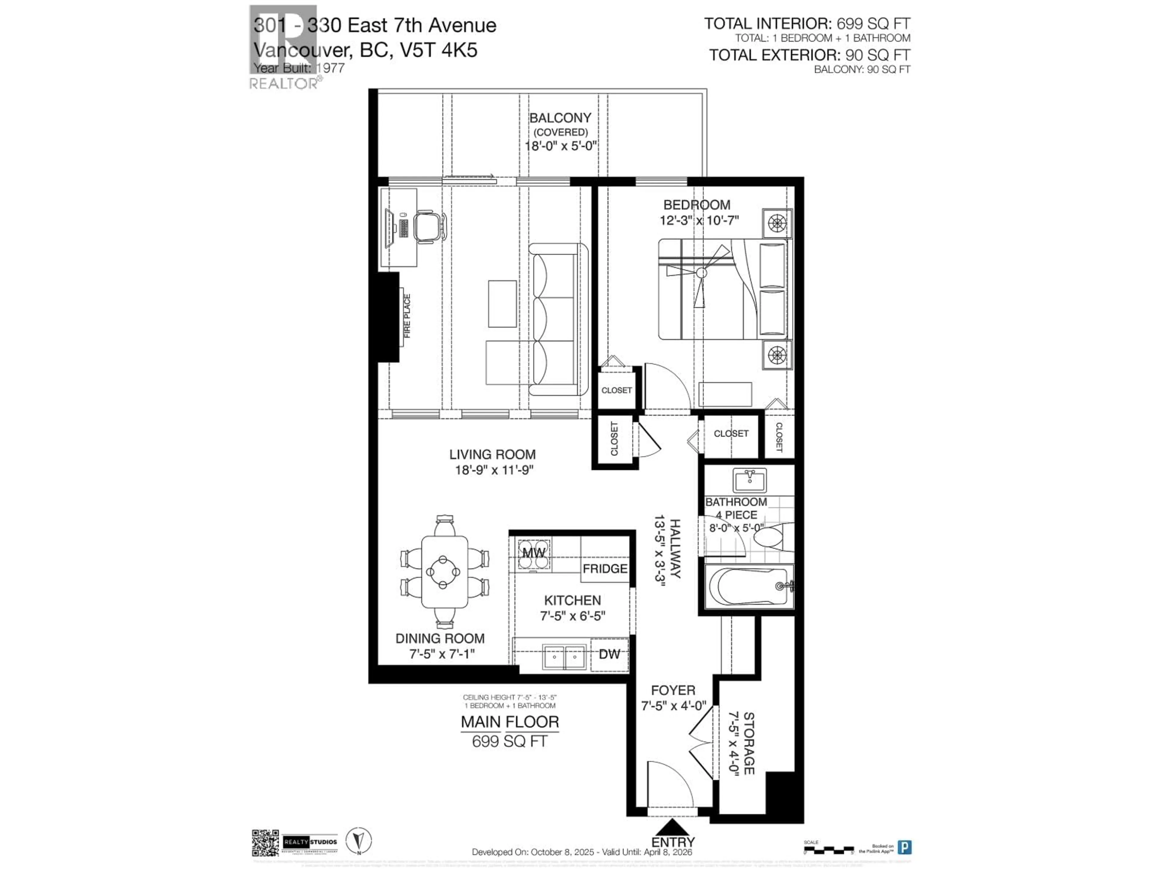 Floor plan for 301 - 330 7TH AVENUE, Vancouver British Columbia V5T4K5