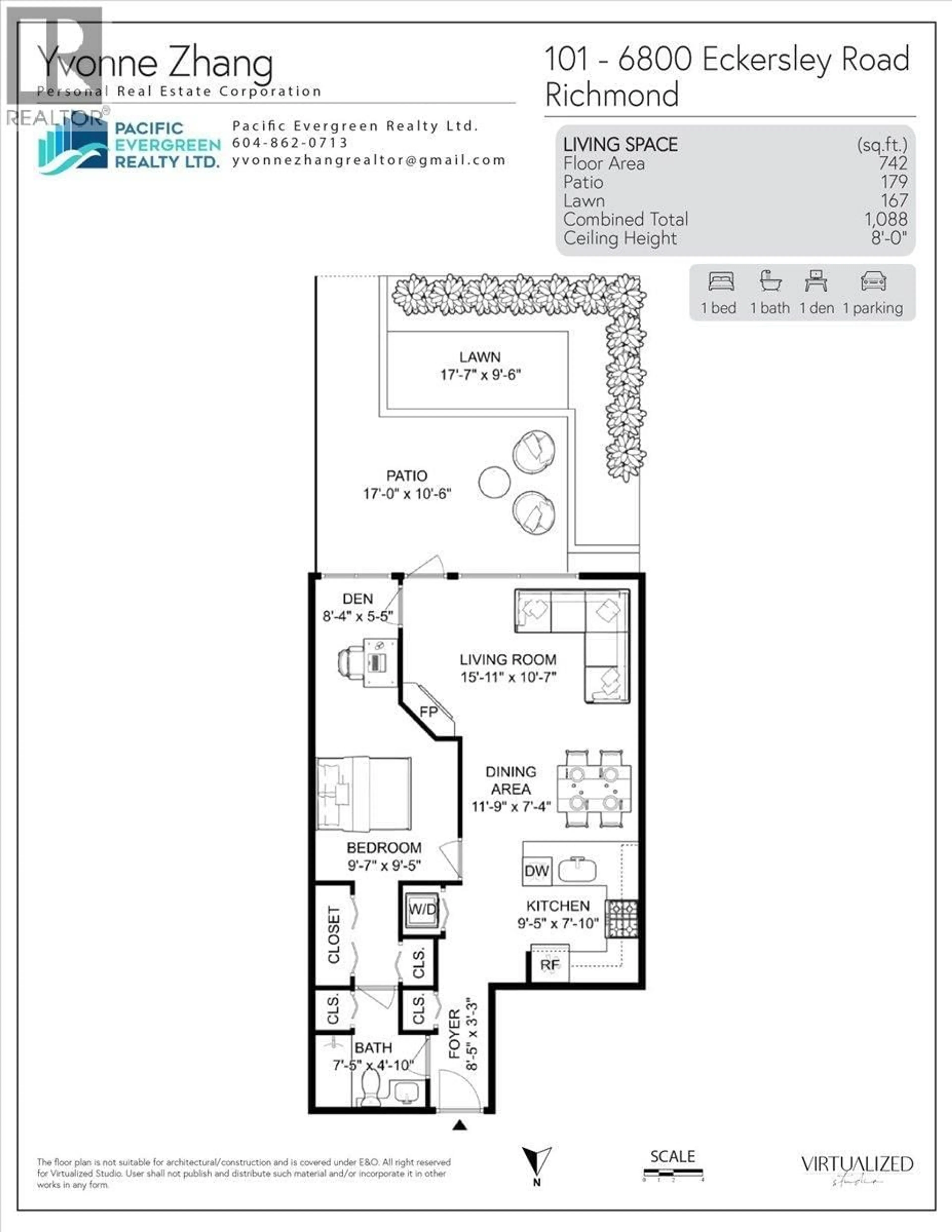 Floor plan for 101 - 6800 ECKERSLEY ROAD, Richmond British Columbia V6Y0E7