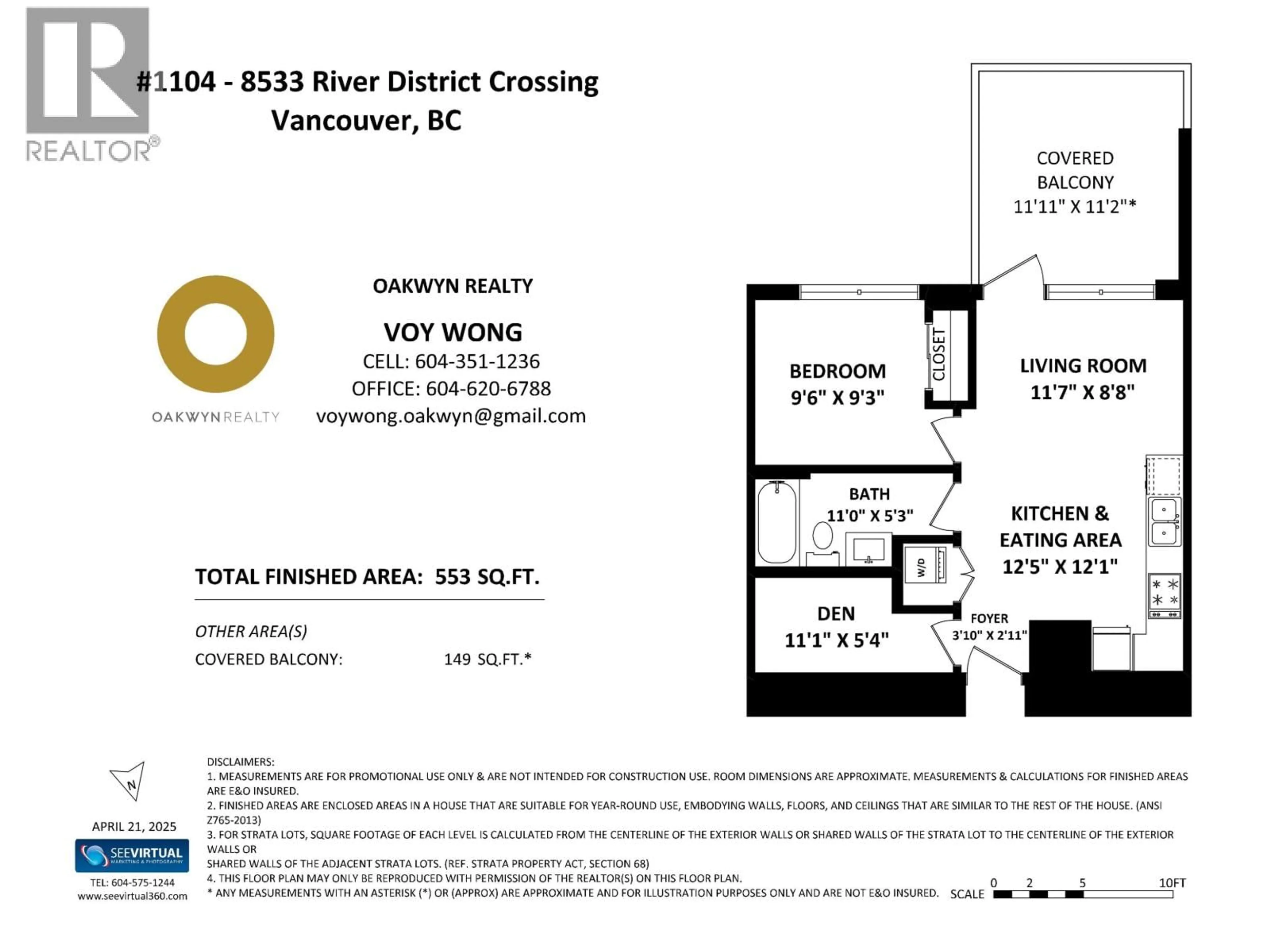 Floor plan for 1104 - 8533 RIVER DISTRICT CROSSING, Vancouver British Columbia V5S0H2